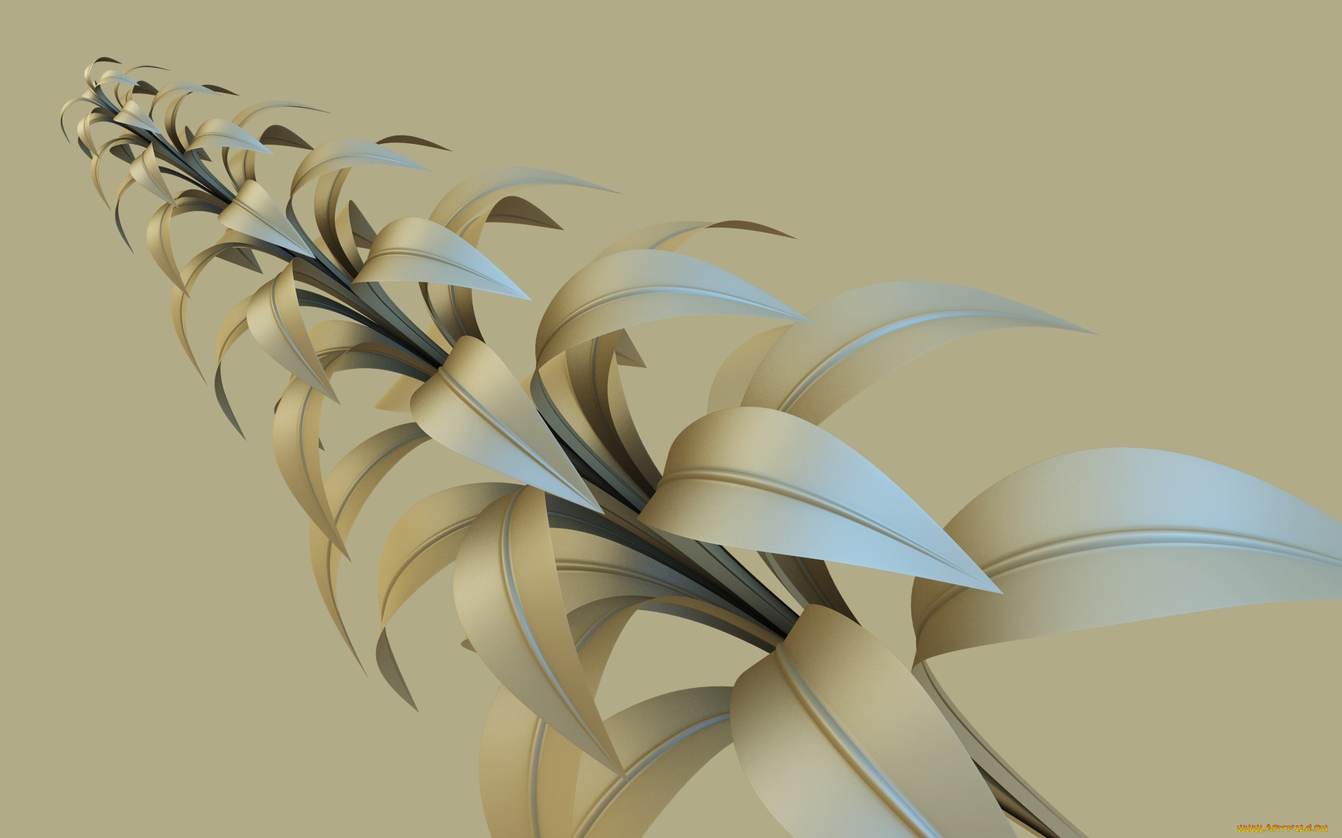 3д, графика, природа, , nature, листья, ветка