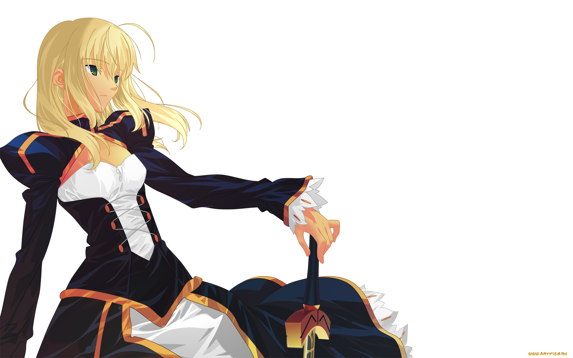 аниме, fate, stay, night, арт, девушка, saber, блондинка