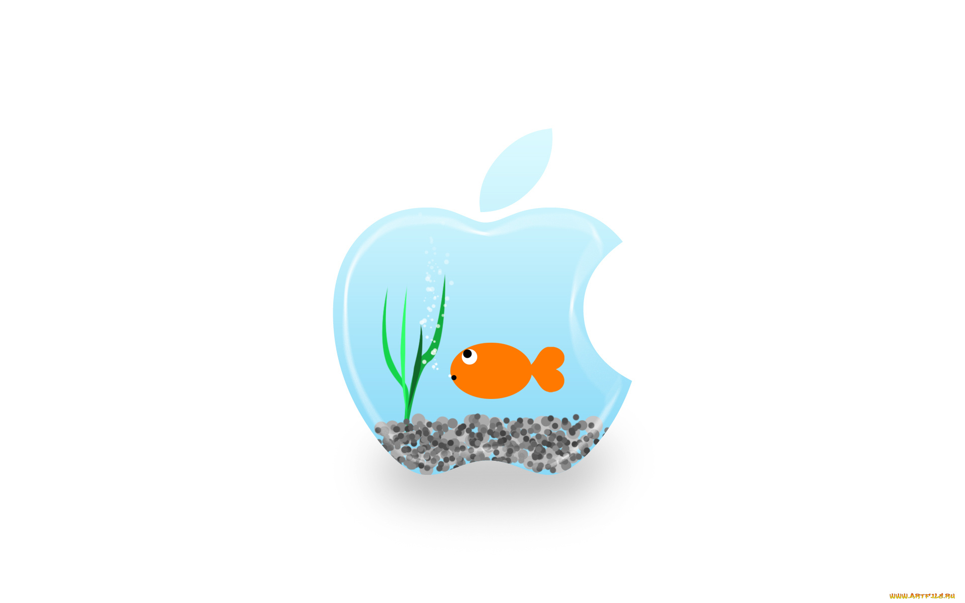 компьютеры, apple, фон, логотип, рыбка, аквариум
