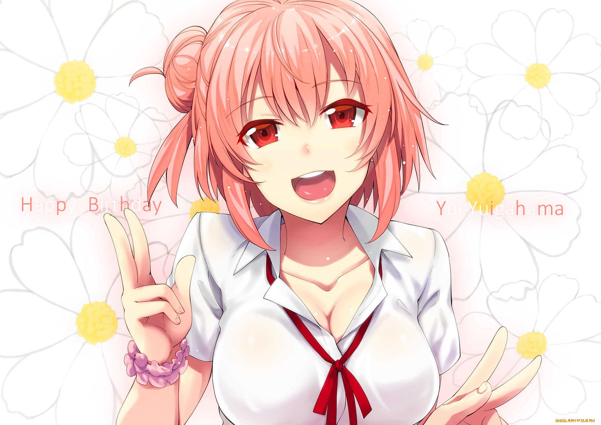 аниме, oreimo, цветы, akino, sora, девушка, арт, yuigahama