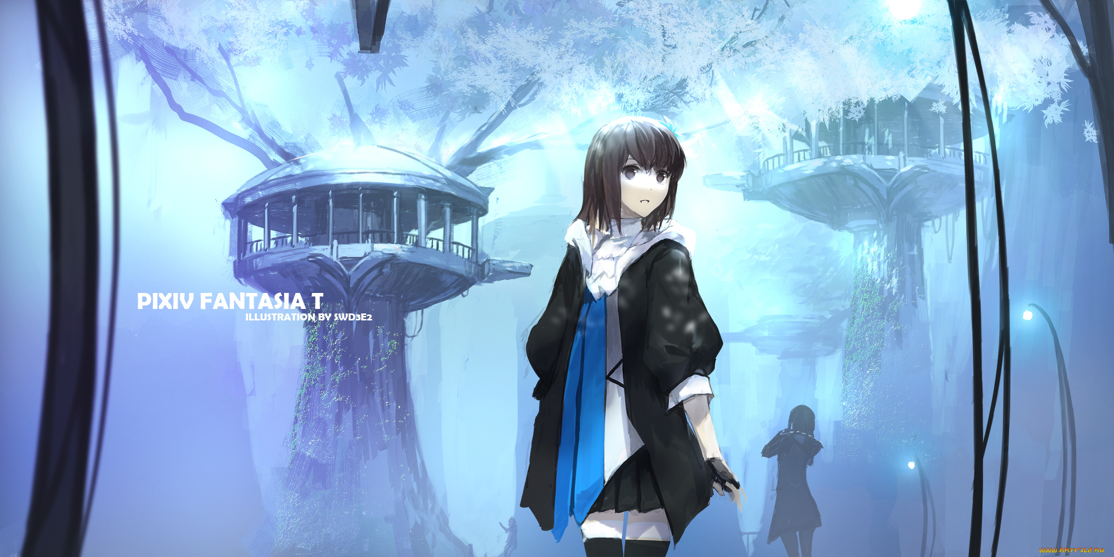 аниме, pixiv, fantasia, pixiv, fantasia, девушка, деревья, арт, swd3e2