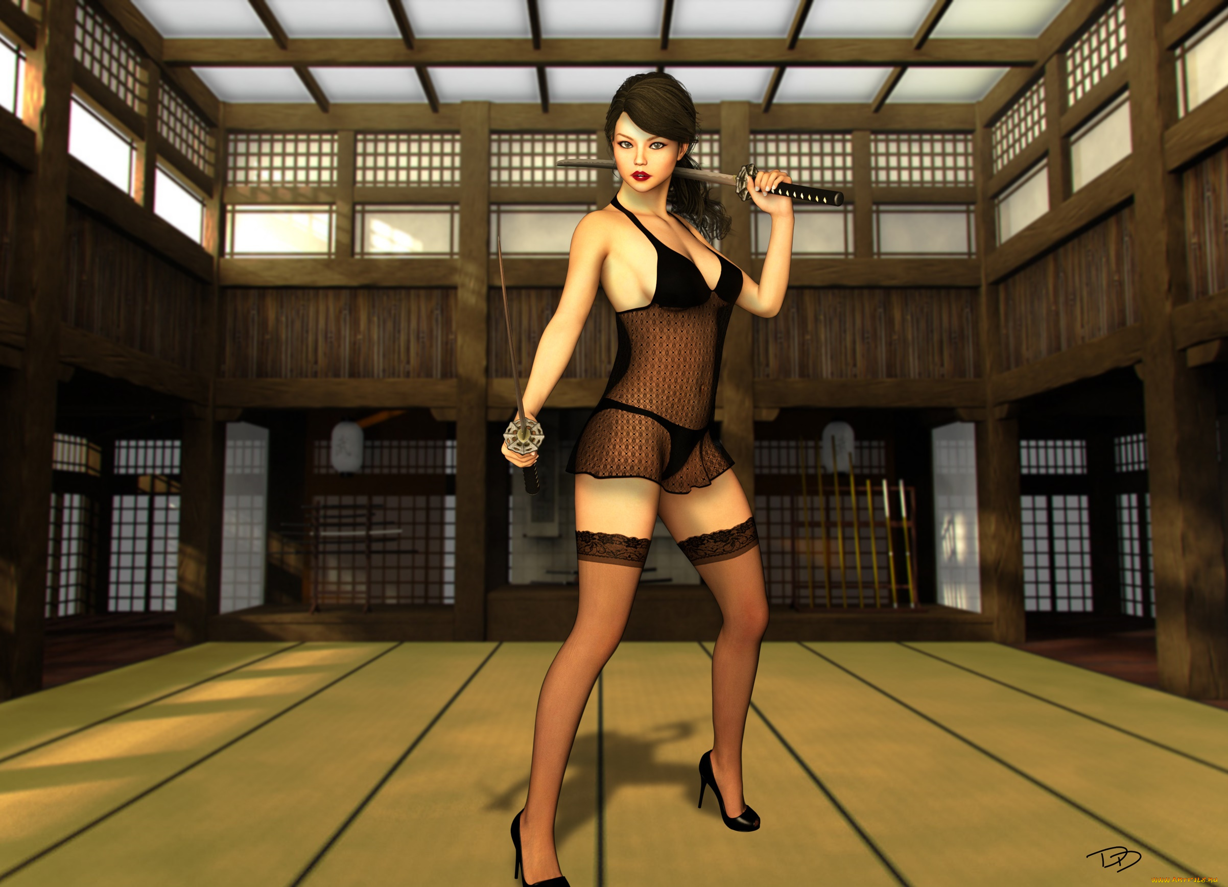 3д, графика, люди, , people, девушка, взгляд, фон, оружие