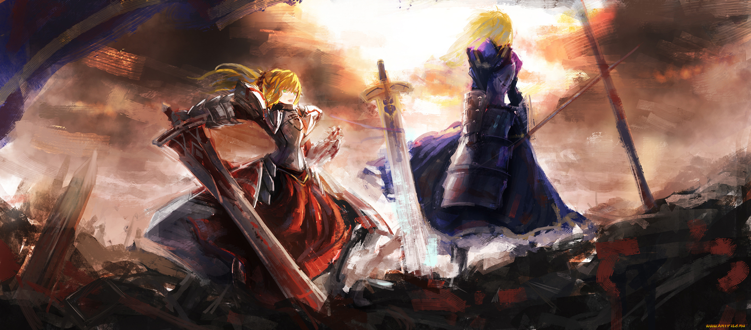 аниме, fate, stay, night, saber, of, red, stay, night, меч, оружие, девушки, арт