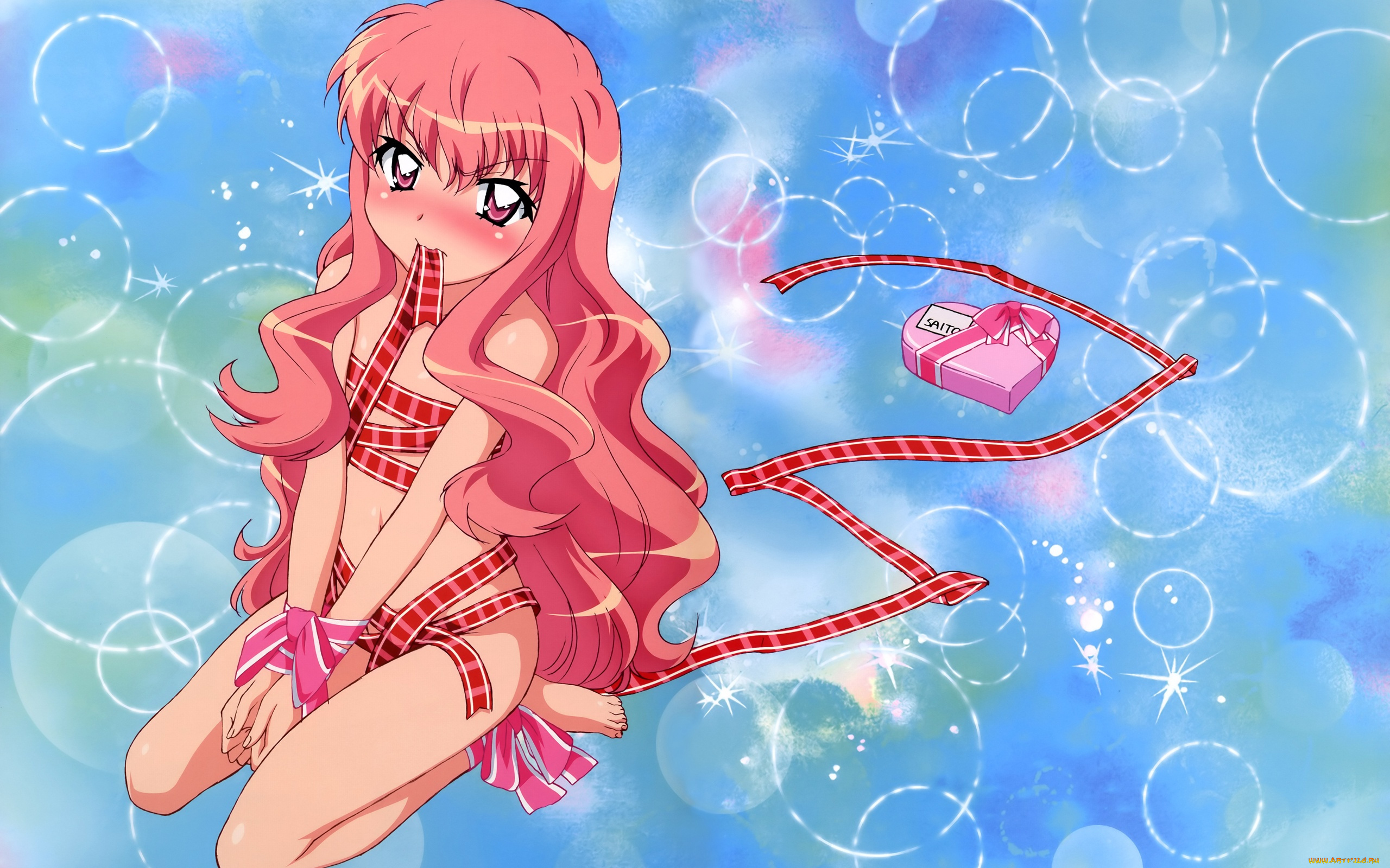 zero, no, tsukaima, аниме, подарок, девушка, лента