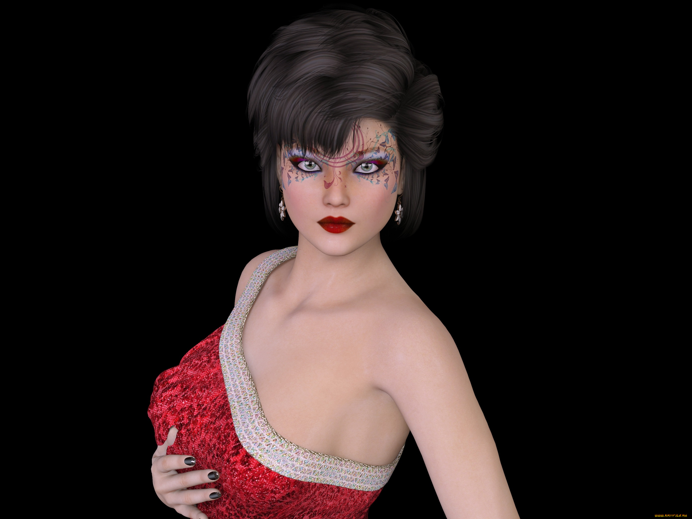 3д, графика, люди, , people, девушка, взгляд, фон