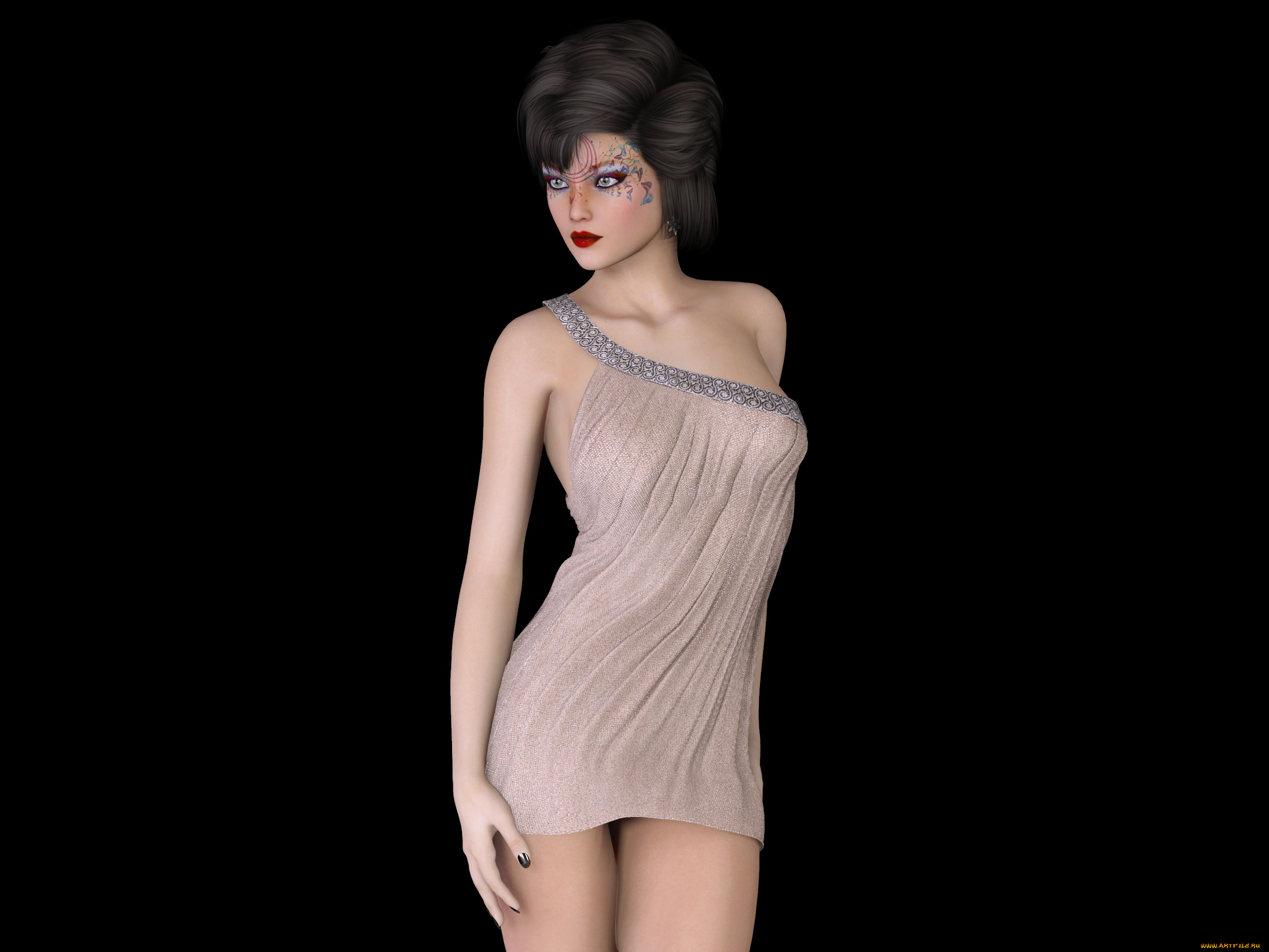 3д, графика, люди, , people, девушка, взгляд, фон