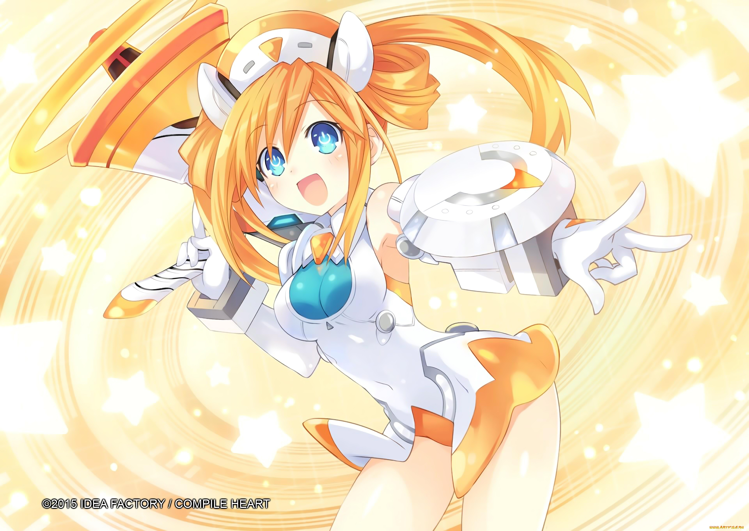 аниме, hyperdimension, neptunia, арт, tsunako, orange, heart, hyperdimension, neptunia, блондинка, девочка