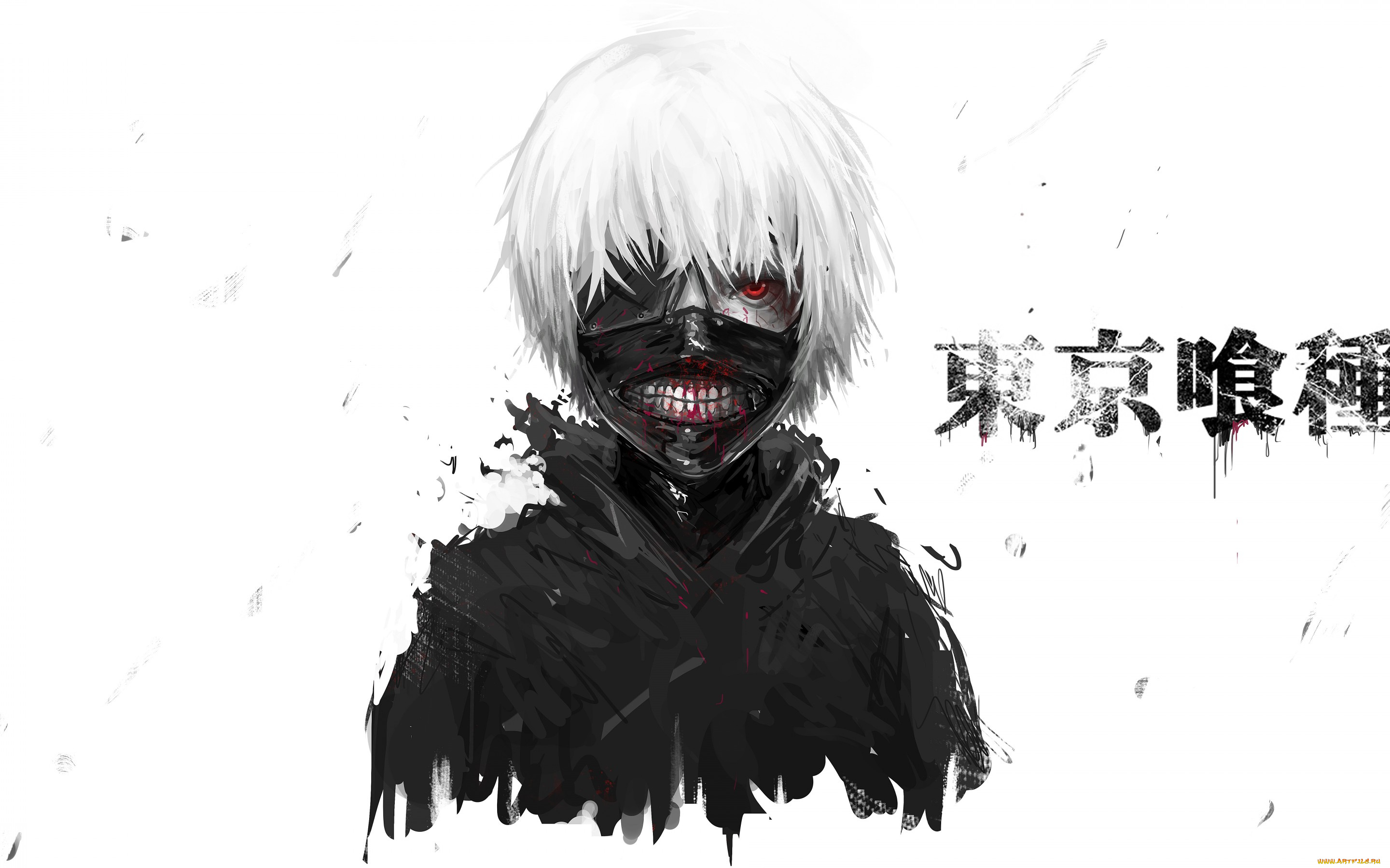 аниме, tokyo, ghoul, волосы, tokyo, ghoul, глаз, маска, парень, art, anime, ken, kaneki