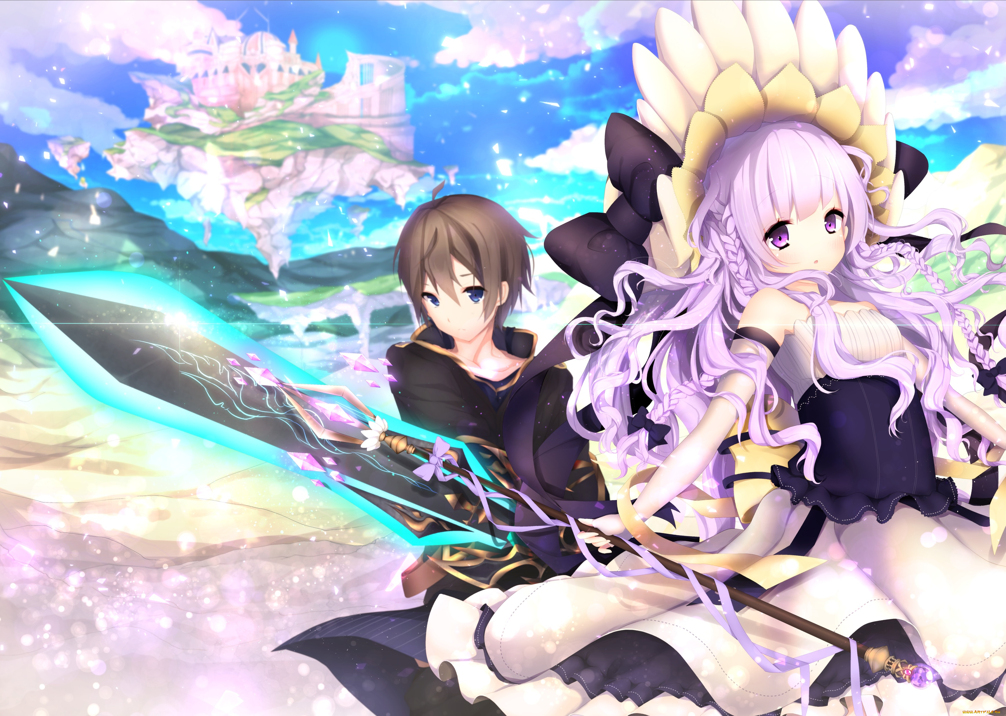 аниме, оружие, , техника, , технологии, сказка, бант, мальчик, девочка, арт, kabako