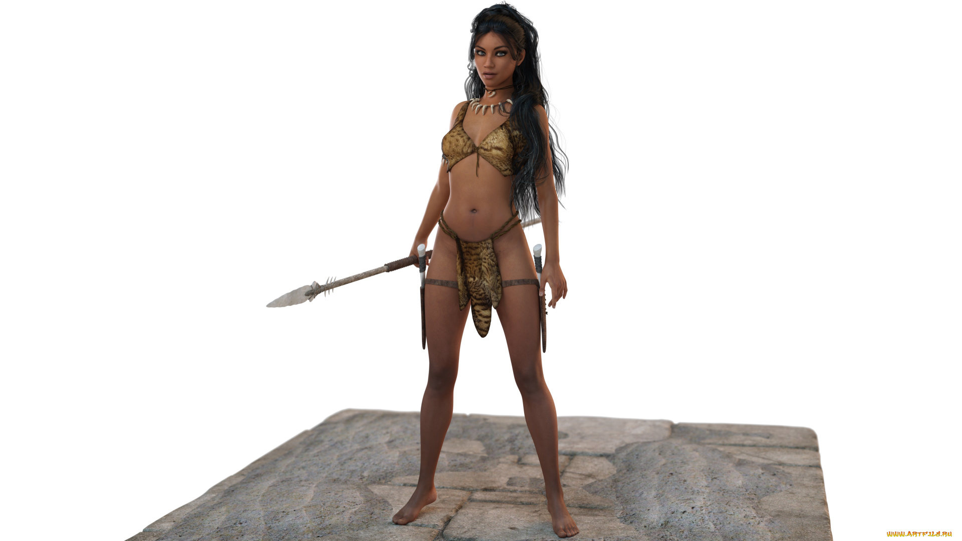 3д, графика, амазонки, , amazon, девушка, копье, фон, взгляд