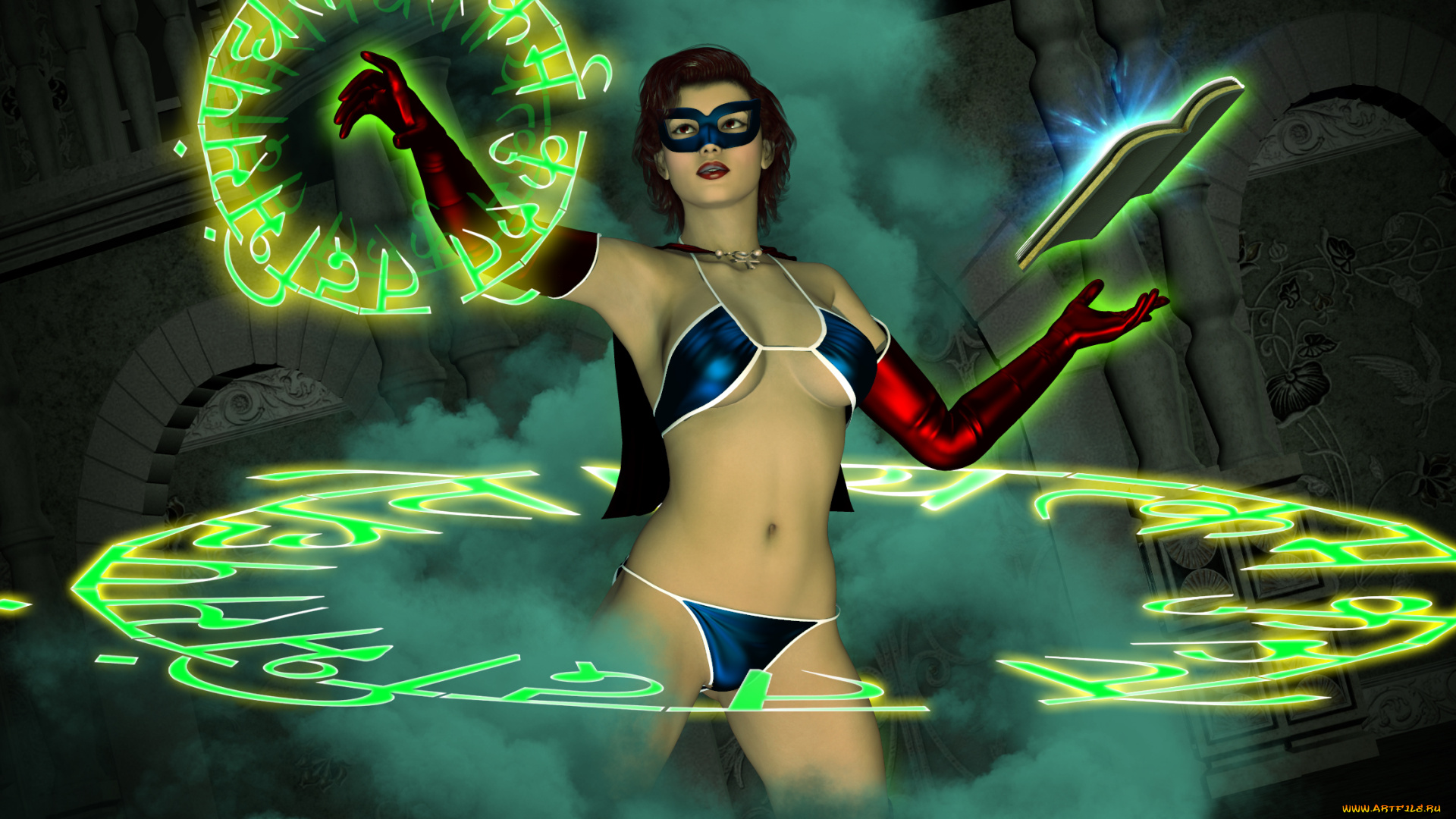 3д, графика, фантазия, , fantasy, магия, фон, девушка, взгляд