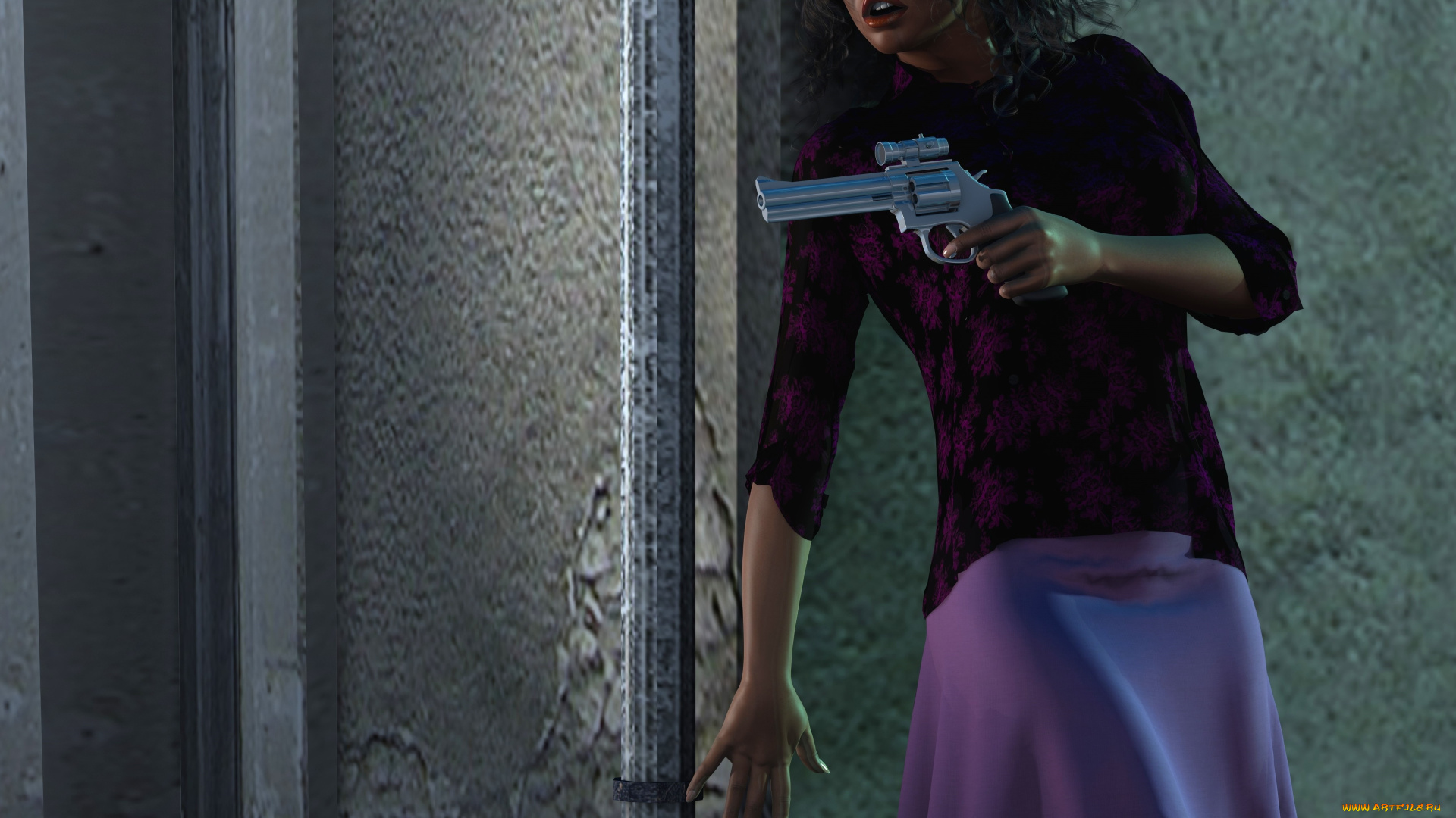 3д, графика, фантазия, , fantasy, оружие, девушка, фон, взгляд