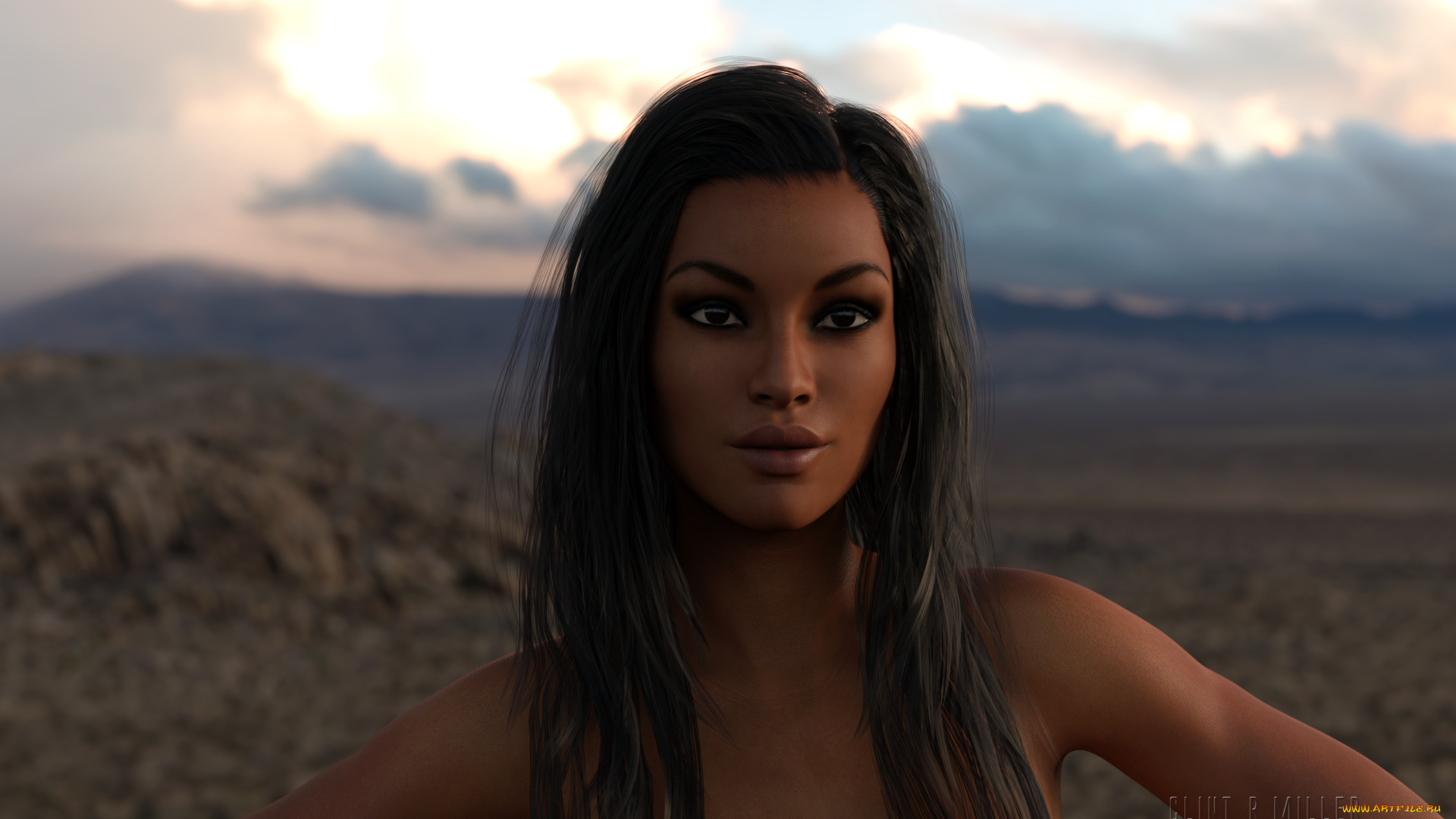 3д, графика, портрет, , portraits, девушка, взгляд, фон