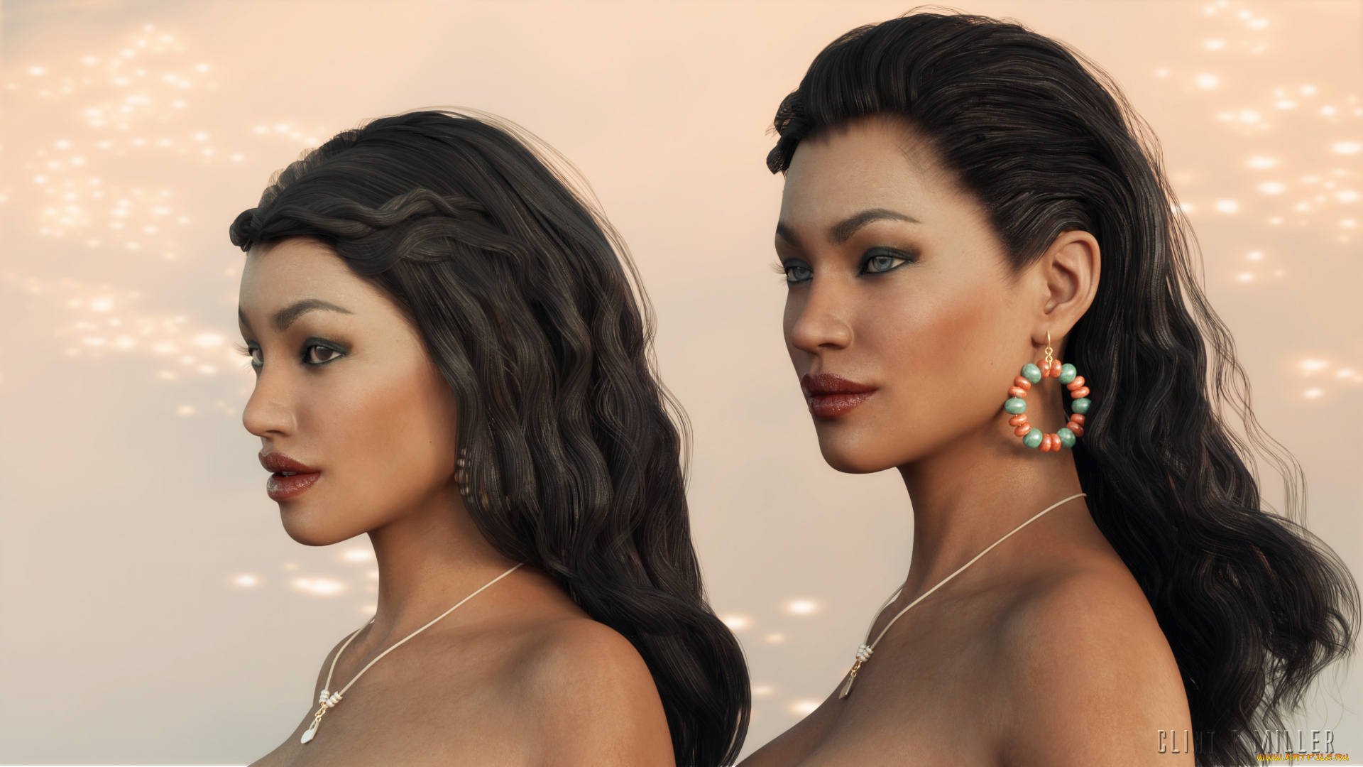 3д, графика, портрет, , portraits, фон, взгляд, девушки