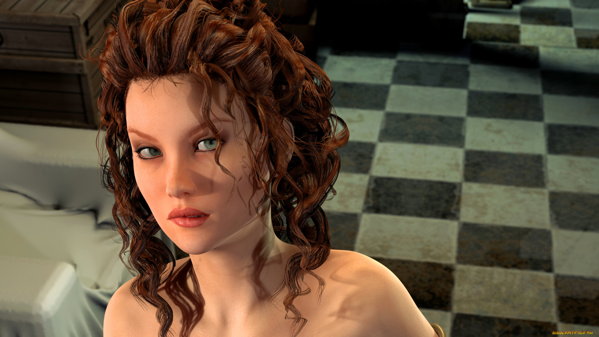 3д, графика, портрет, , portraits, фон, взгляд, девушка