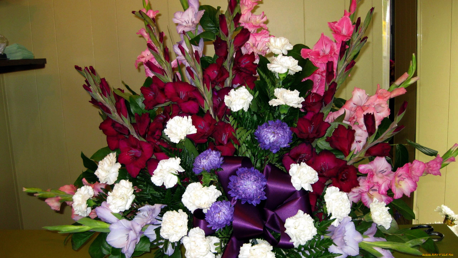 цветы, букеты, , композиции, лилии, астры, гладиолусы