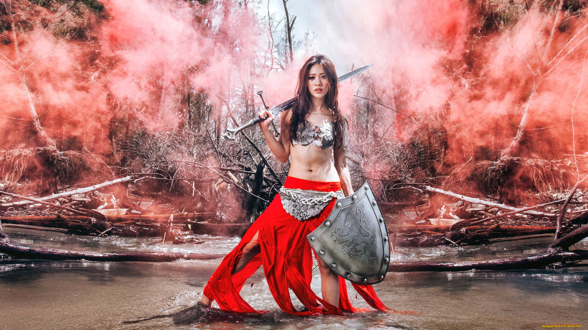 девушки, -unsort, , девушки, с, оружием, девушка, меч, щит