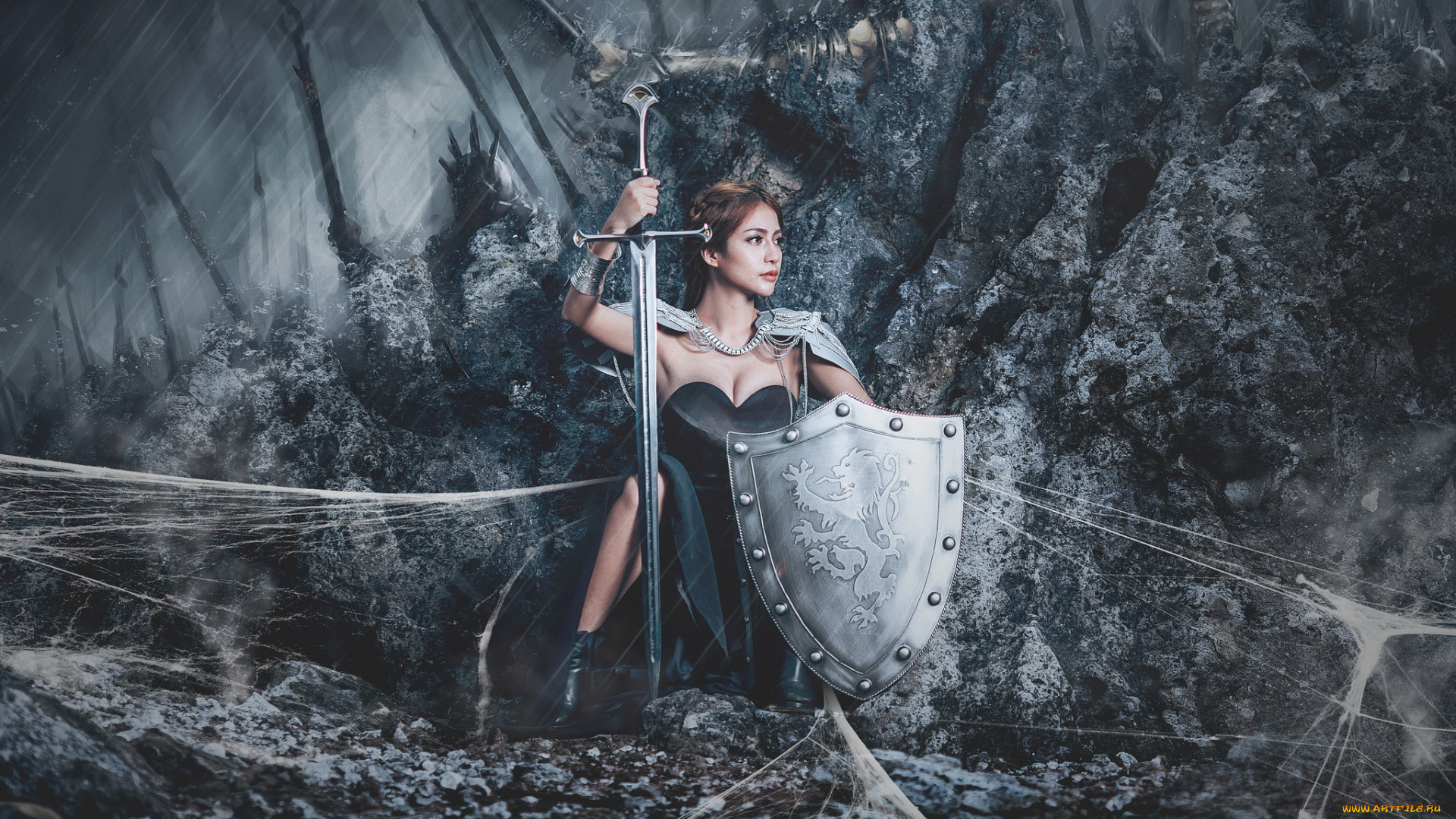 девушки, -unsort, , девушки, с, оружием, щит, девушка, меч