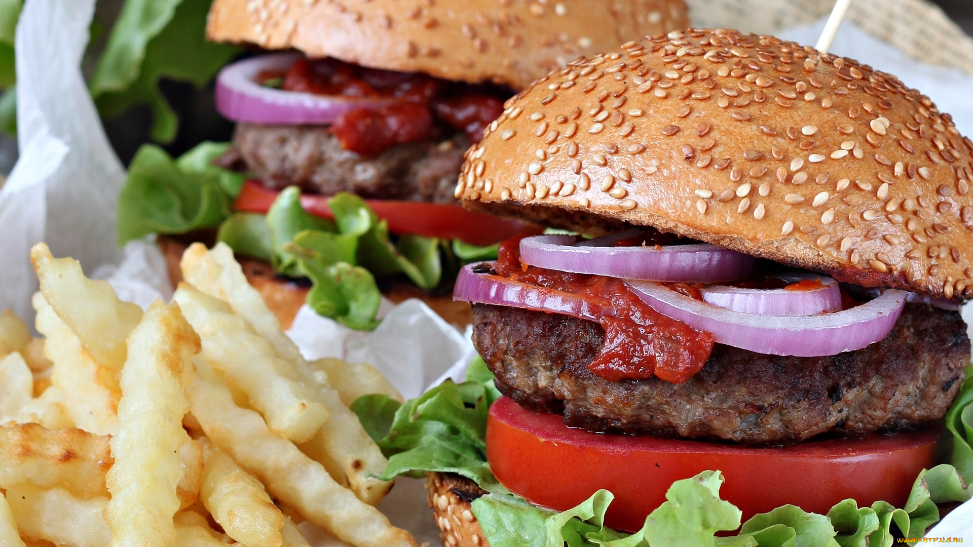 еда, бутерброды, , гамбургеры, , канапе, гамбургер, булочки, мясо, кунжут, картофель, овощи