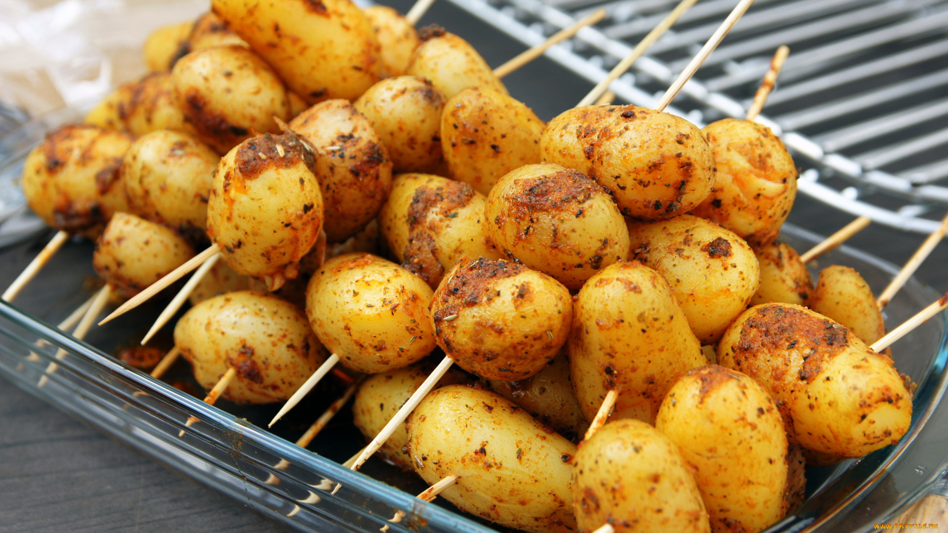 еда, картофель, шпажки, клубни