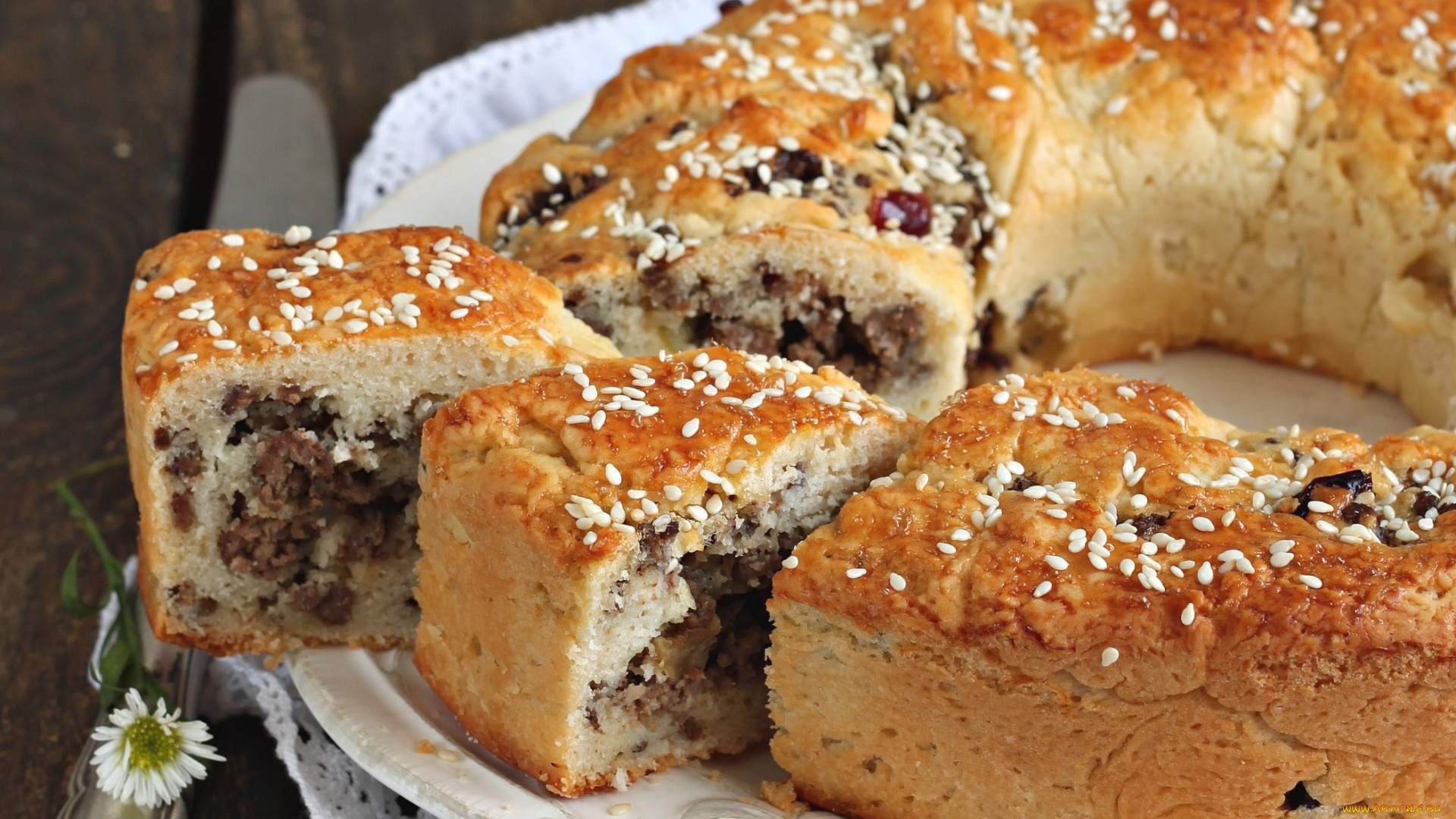 еда, пироги, пирог, орехи, кунжут