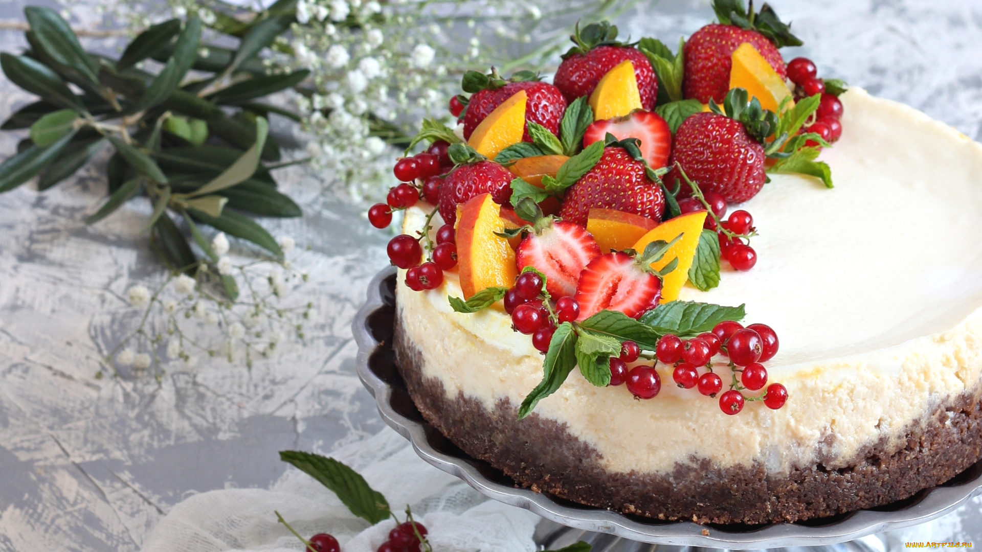 еда, торты, торт, ягоды, клубника, смородина