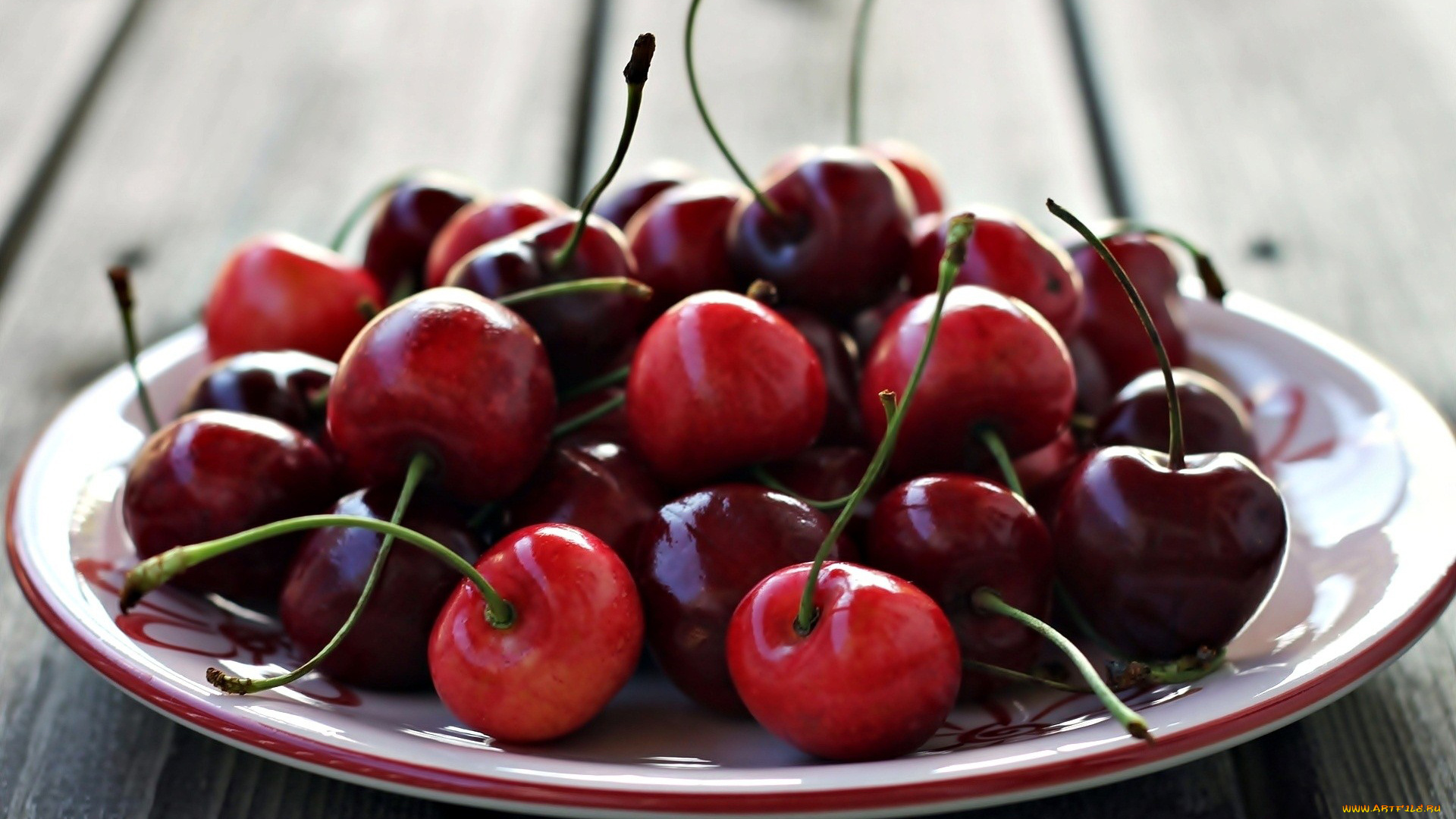 еда, вишня, , черешня, тарелка, ягоды