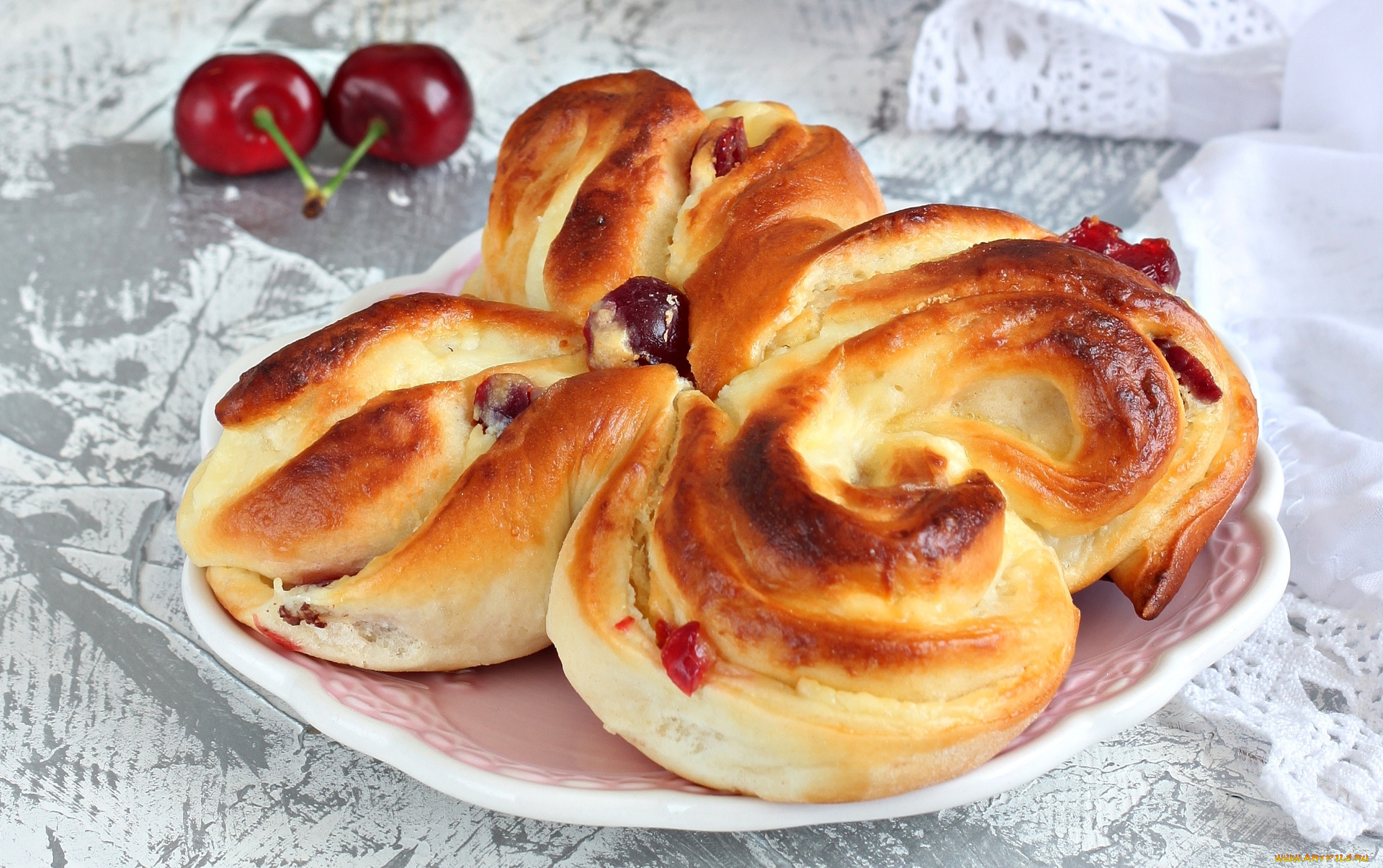 еда, хлеб, , выпечка, булка, выпечка, вишня