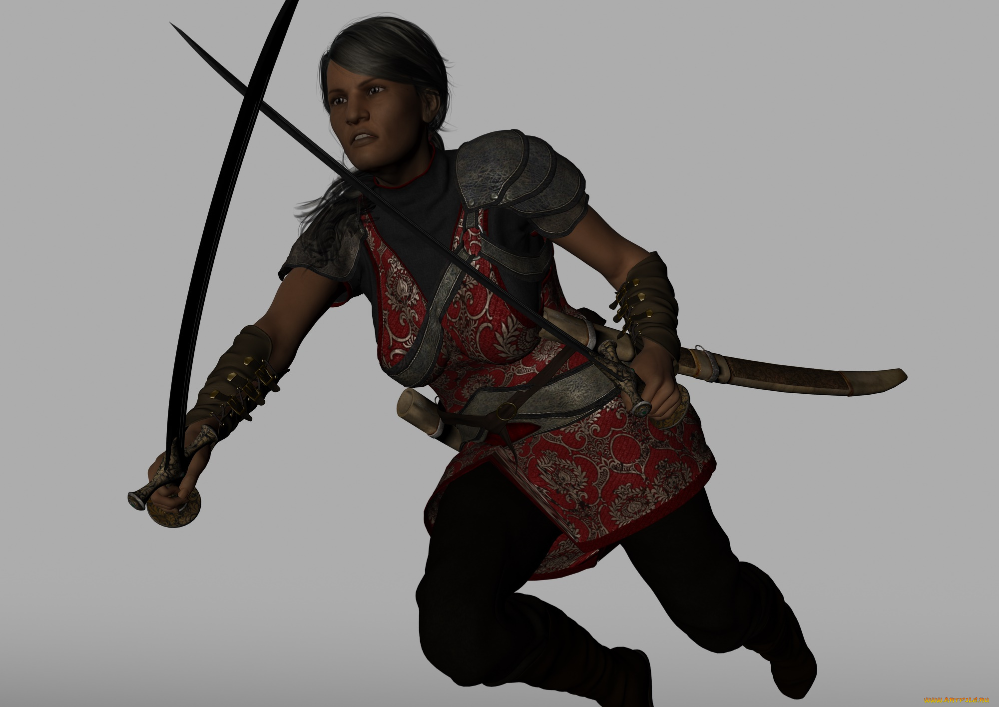 3д, графика, фантазия, , fantasy, девушка, оружие, фон, взгляд