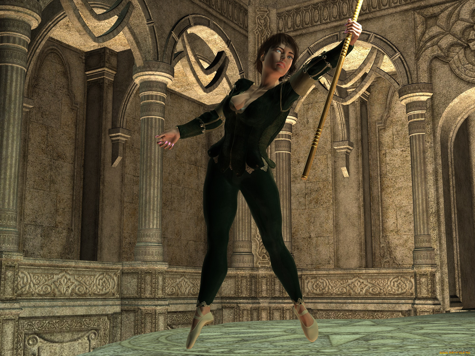 3д, графика, фантазия, , fantasy, девушка, фон, взгляд