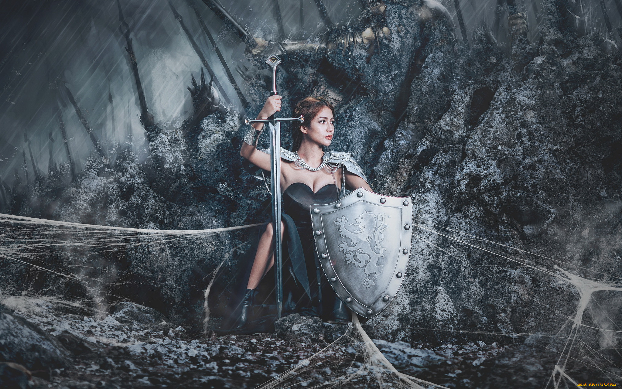 девушки, -unsort, , девушки, с, оружием, щит, девушка, меч