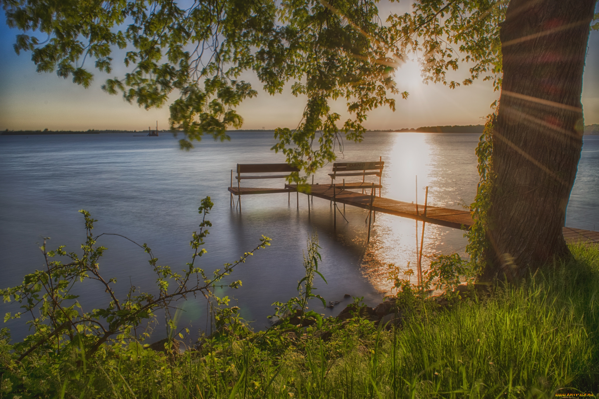 природа, реки, озера, рассвет