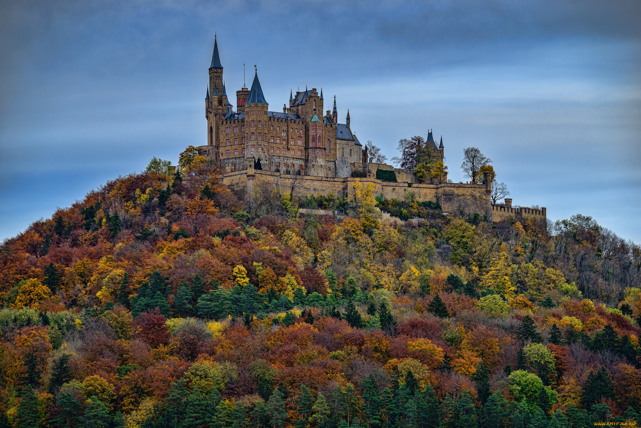 hohenzollern, castle, города, замки, германии, замок, холм