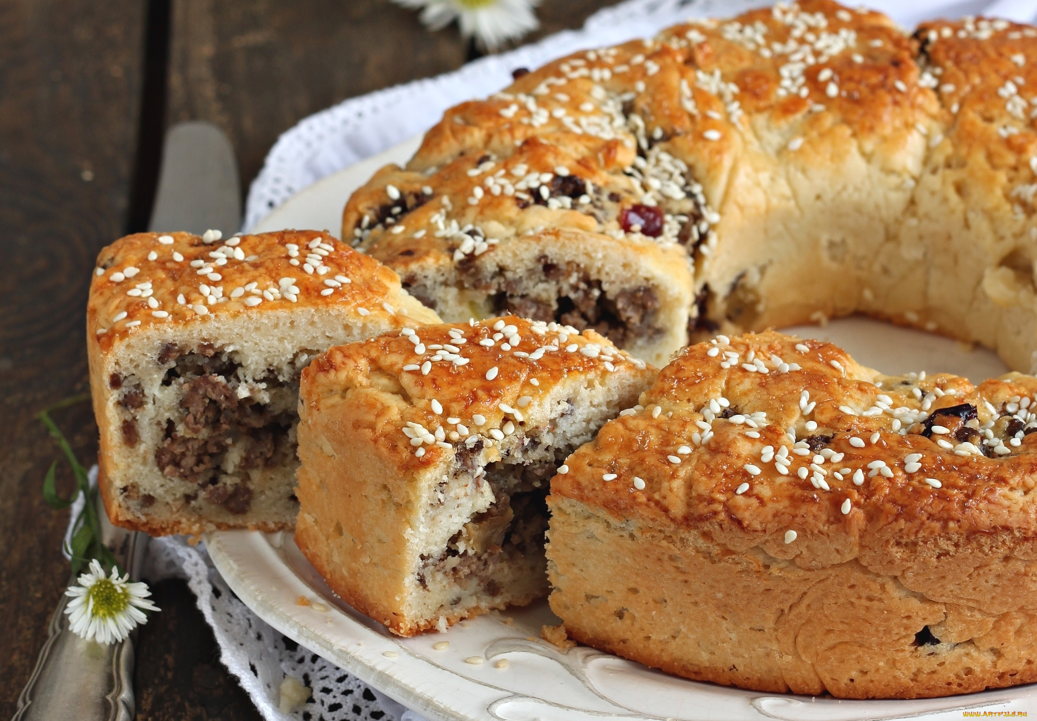 еда, пироги, пирог, орехи, кунжут