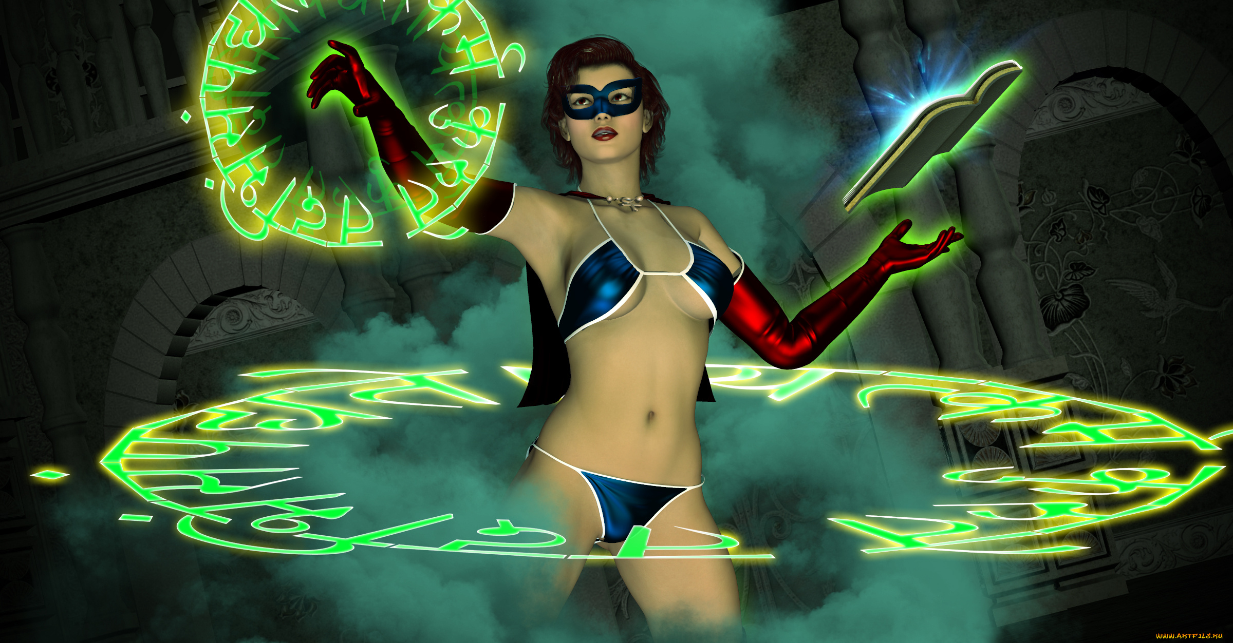 3д, графика, фантазия, , fantasy, магия, фон, девушка, взгляд