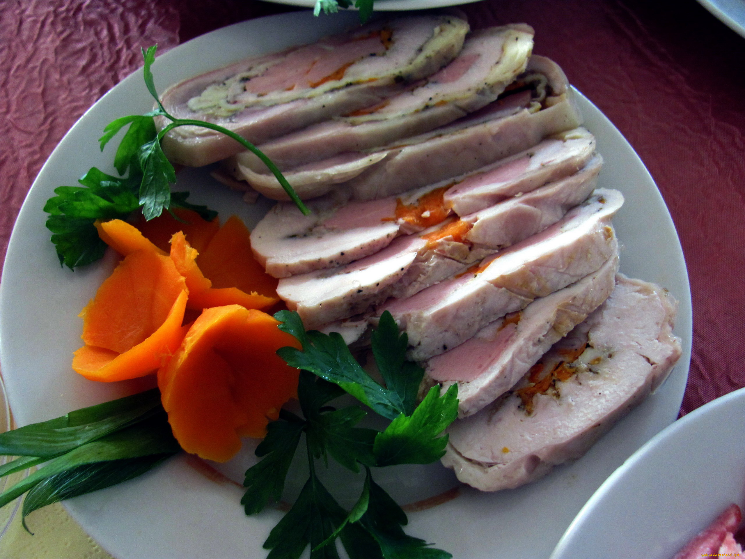 еда, мясные, блюда, буженина, зелень, морковь