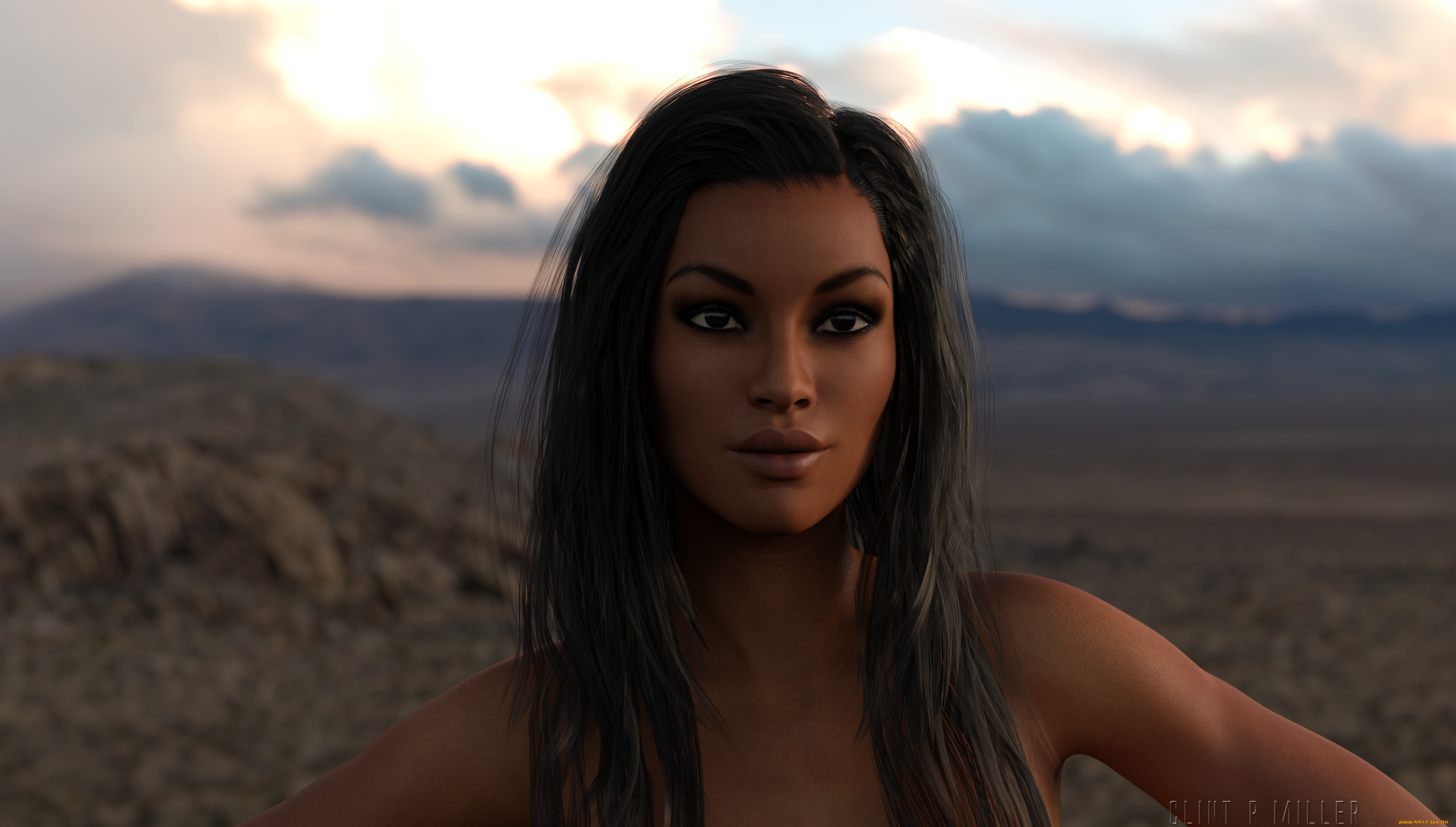 3д, графика, портрет, , portraits, девушка, взгляд, фон