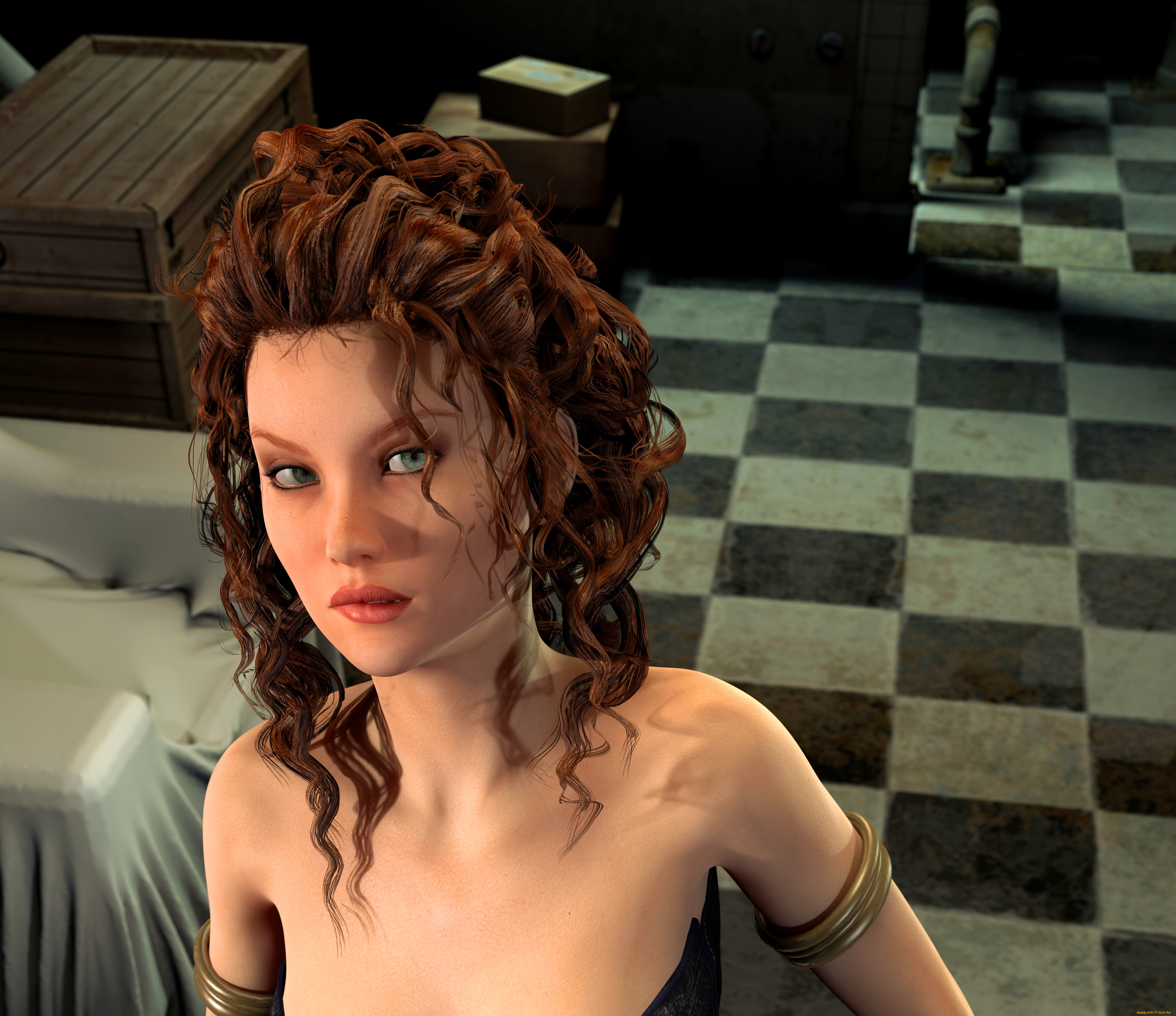 3д, графика, портрет, , portraits, фон, взгляд, девушка