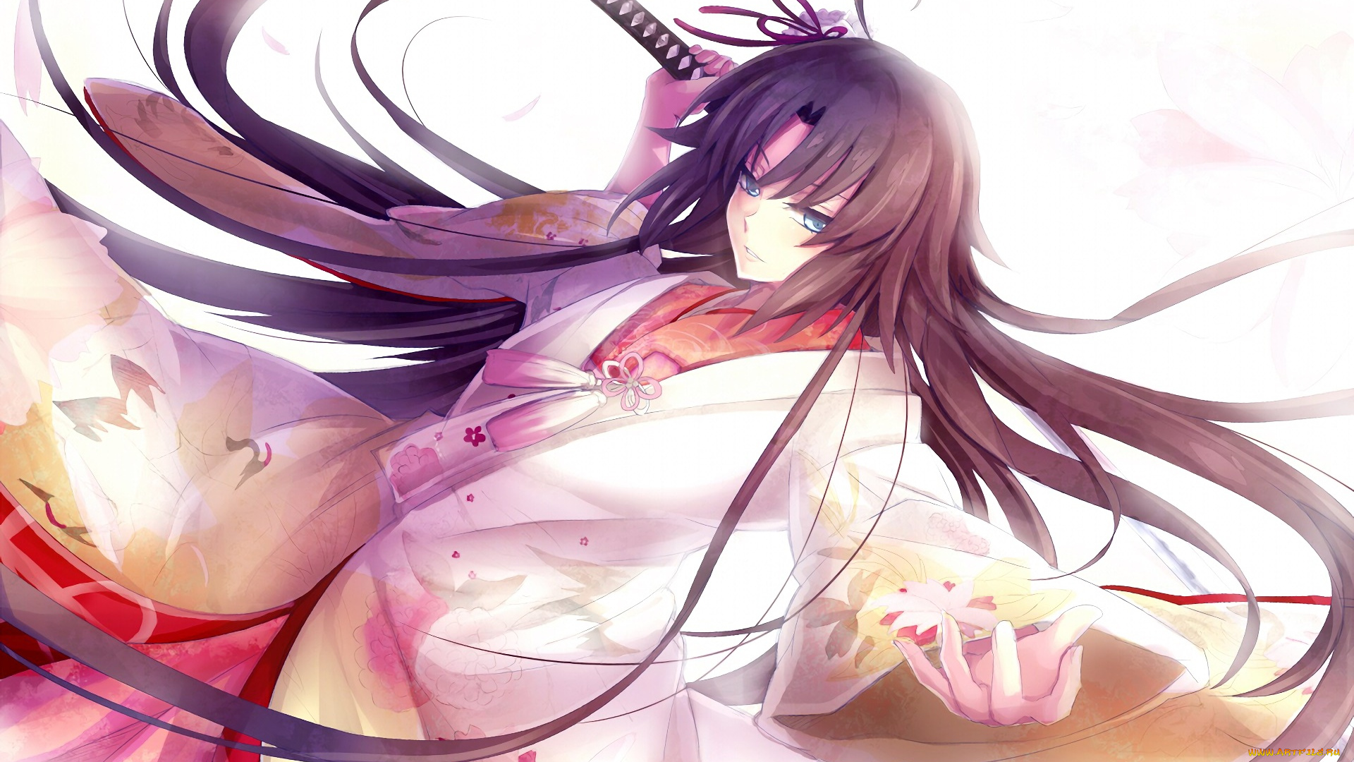 аниме, fate, stay, night, девушка, взгляд, фон