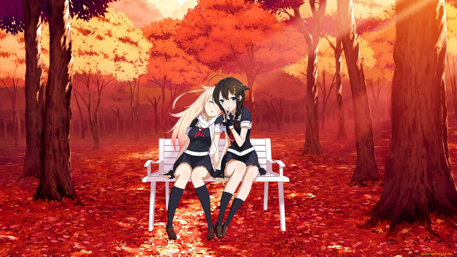 аниме, kantai, collection, фон, взгляд, девушки