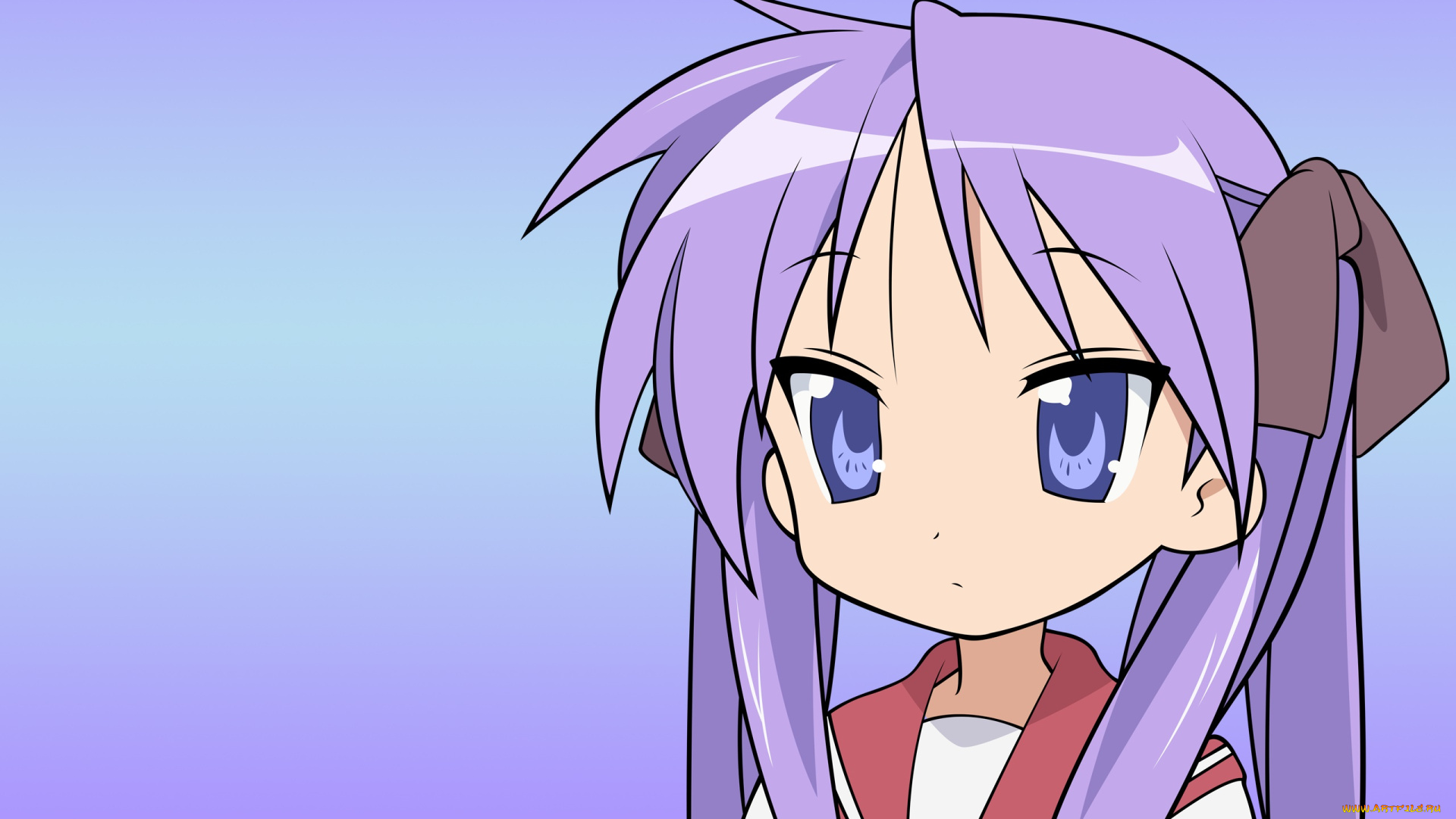 аниме, lucky, star, девушка, взгляд, фон