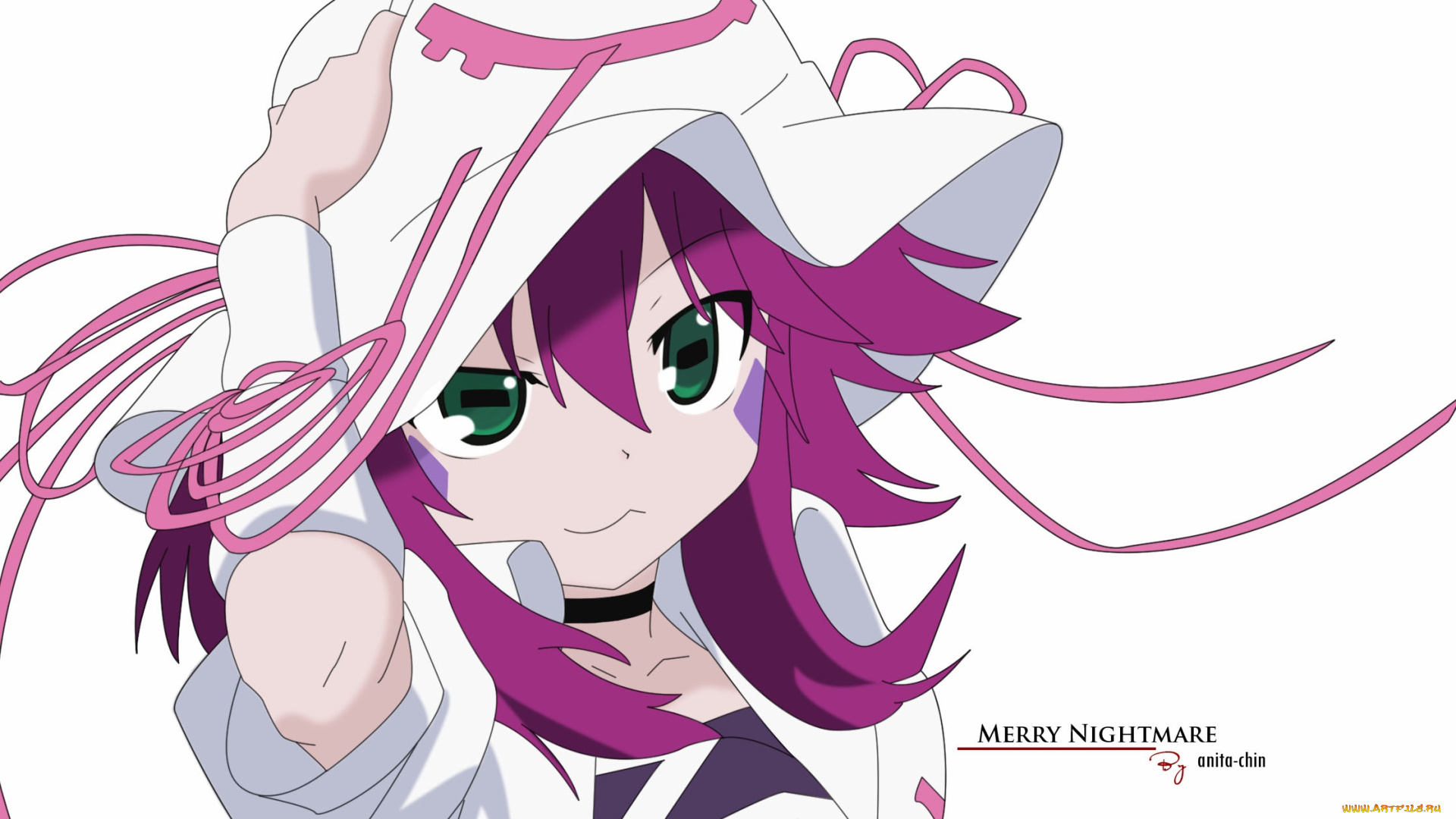 аниме, yumekui, merry, взгляд, девушка, фон