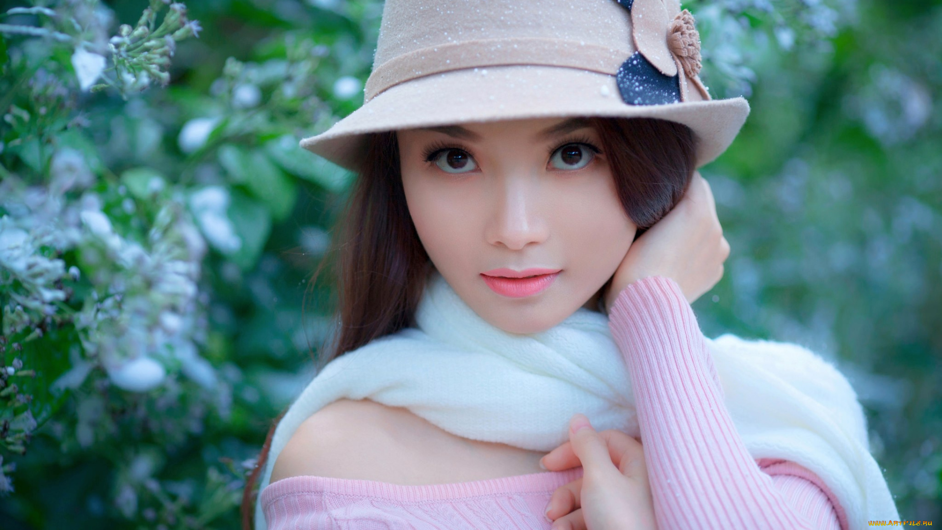 девушки, -unsort, , азиатки, шляпа, взгляд, девушка, милашка, азиатка