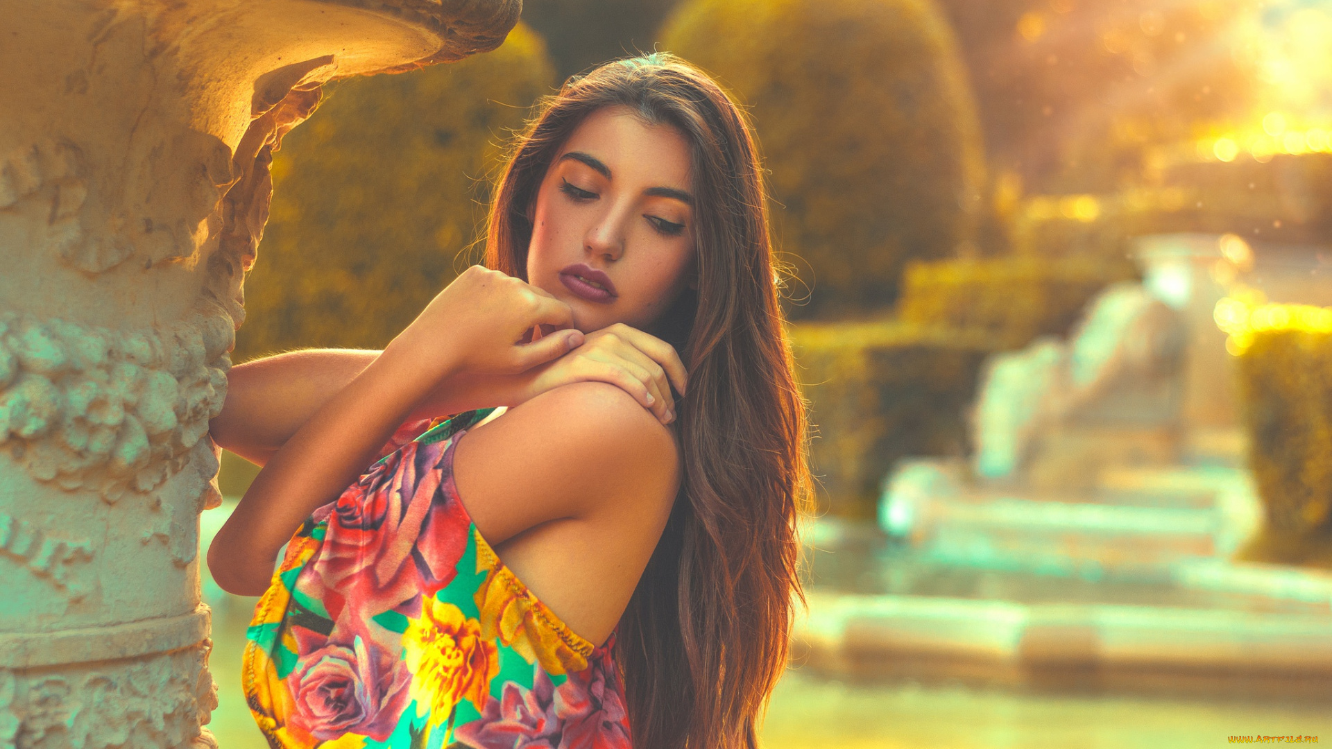 девушки, -unsort, , брюнетки, , шатенки, поза, руки, плечо, длинные, волосы, модель