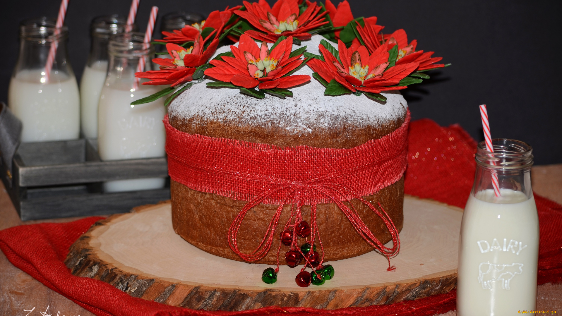 еда, торты, молоко, трубочка, цветы, вкусно, выпечка, тортик