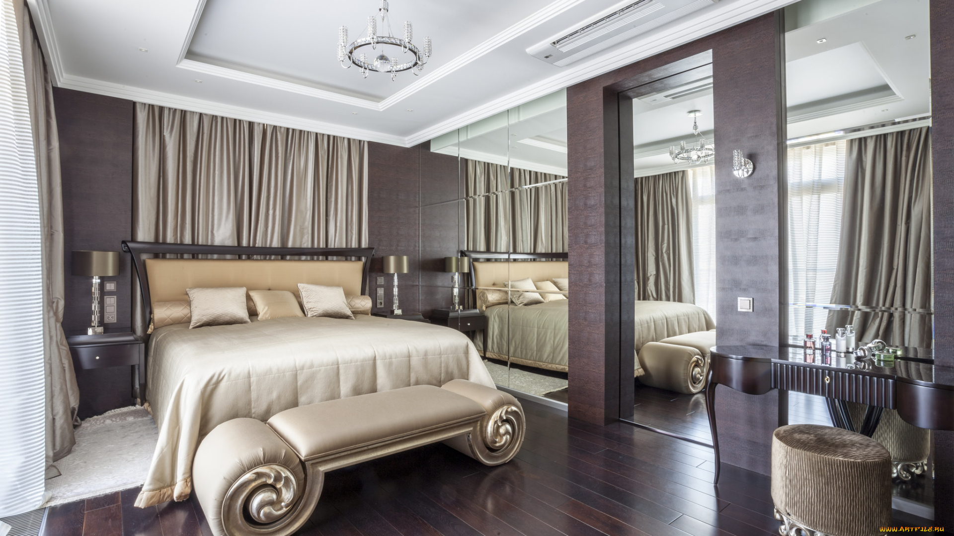 интерьер, спальня, дизайн, кровать, стиль