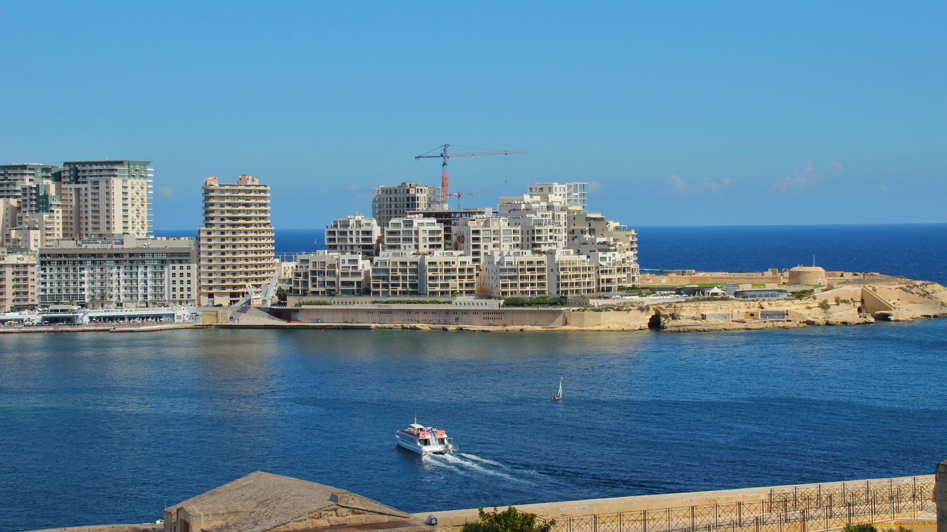 мальта, города, -, панорамы, море, здания