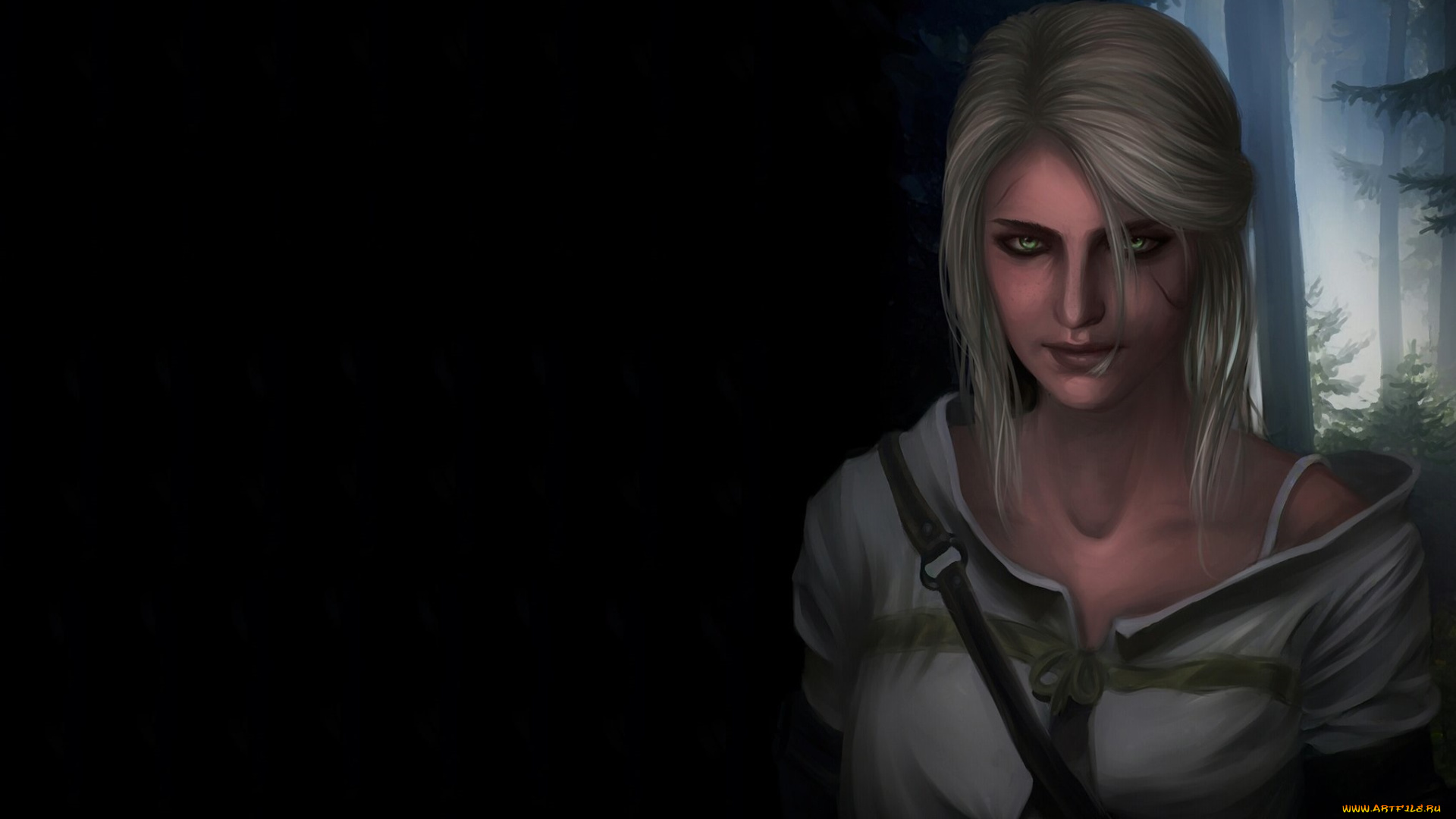 видео, игры, the, witcher, 3, , wild, hunt, cirilla, фон, witcher, 3, wild, hunt, арт, зеленые, глаза, ciri, девушка, лес