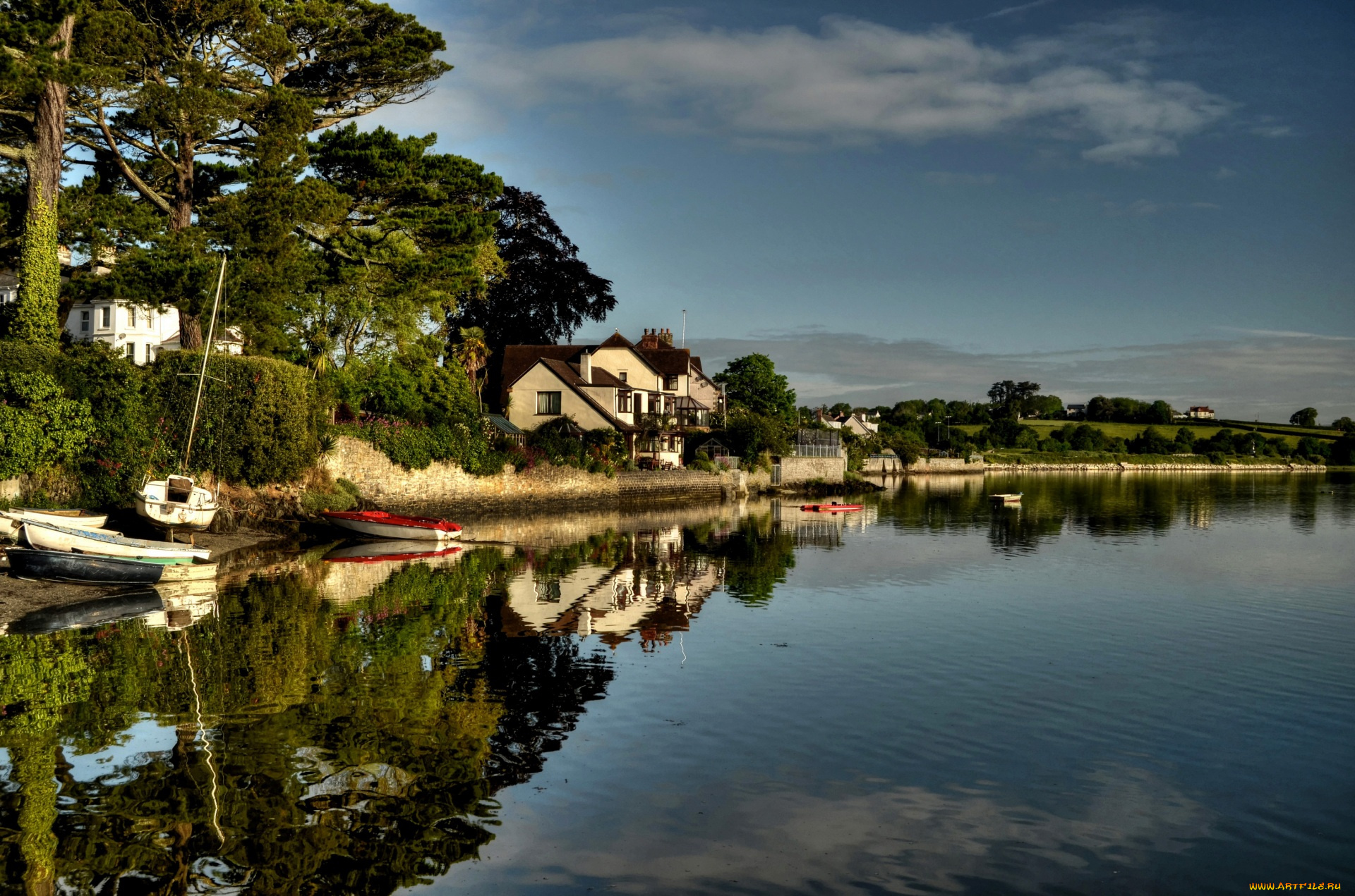 природа, реки, озера, дом, река, лодки