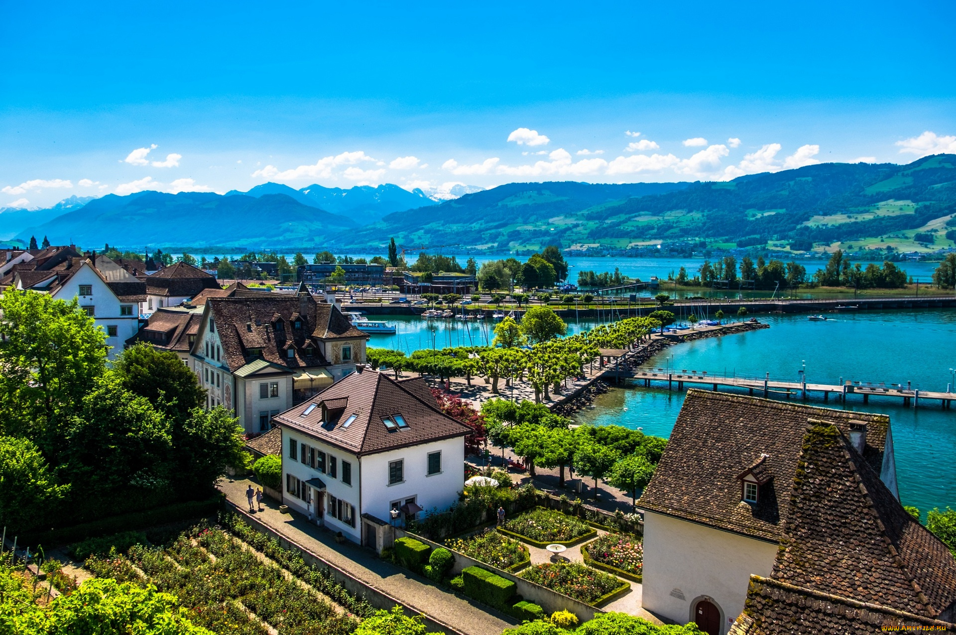 города, -, панорамы, здания, море, горы